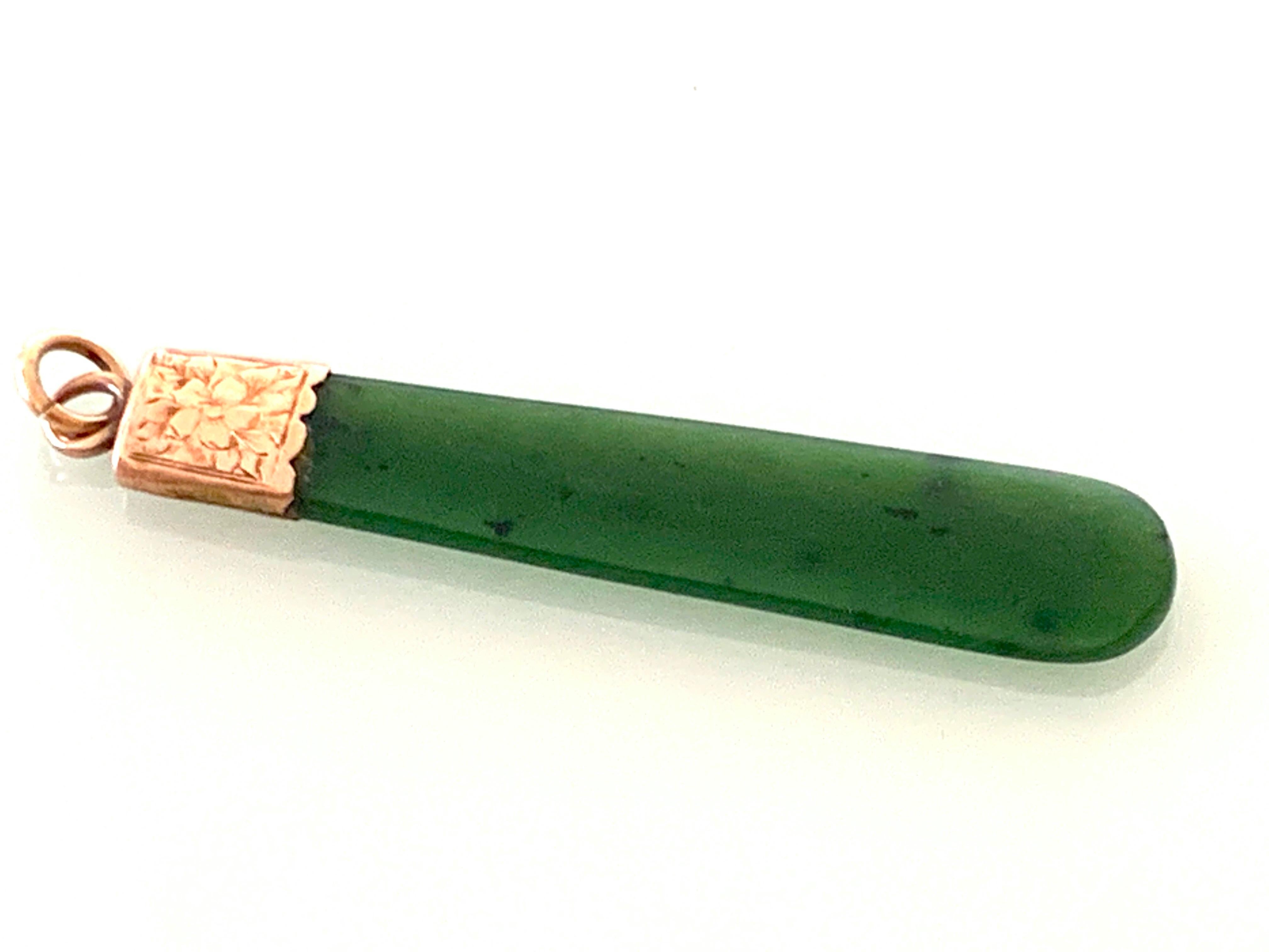 Antiker 9 Karat Gold-Jade-Anhänger für Damen oder Herren