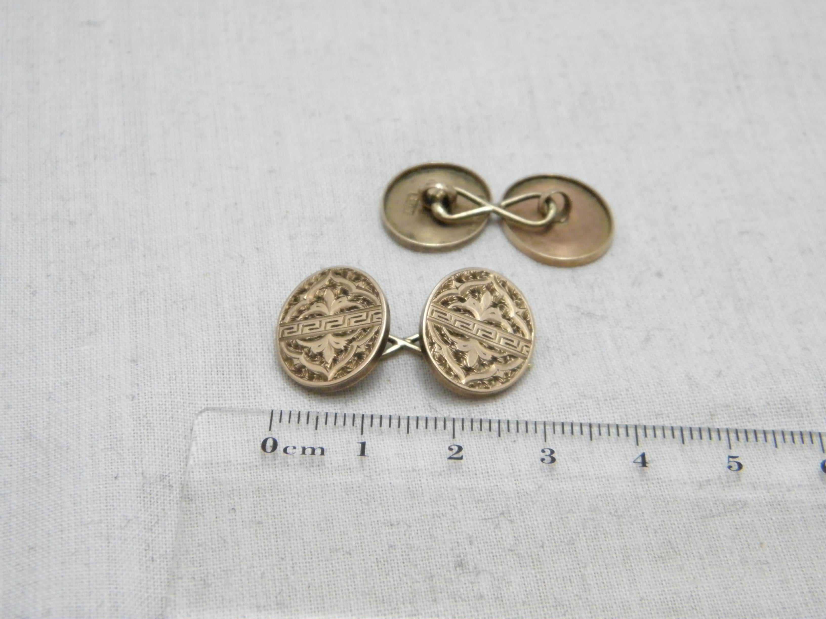 Antique 9ct Gold Large Cufflinks c1876 375 Purity Heavy Cuff Links For Sale 6