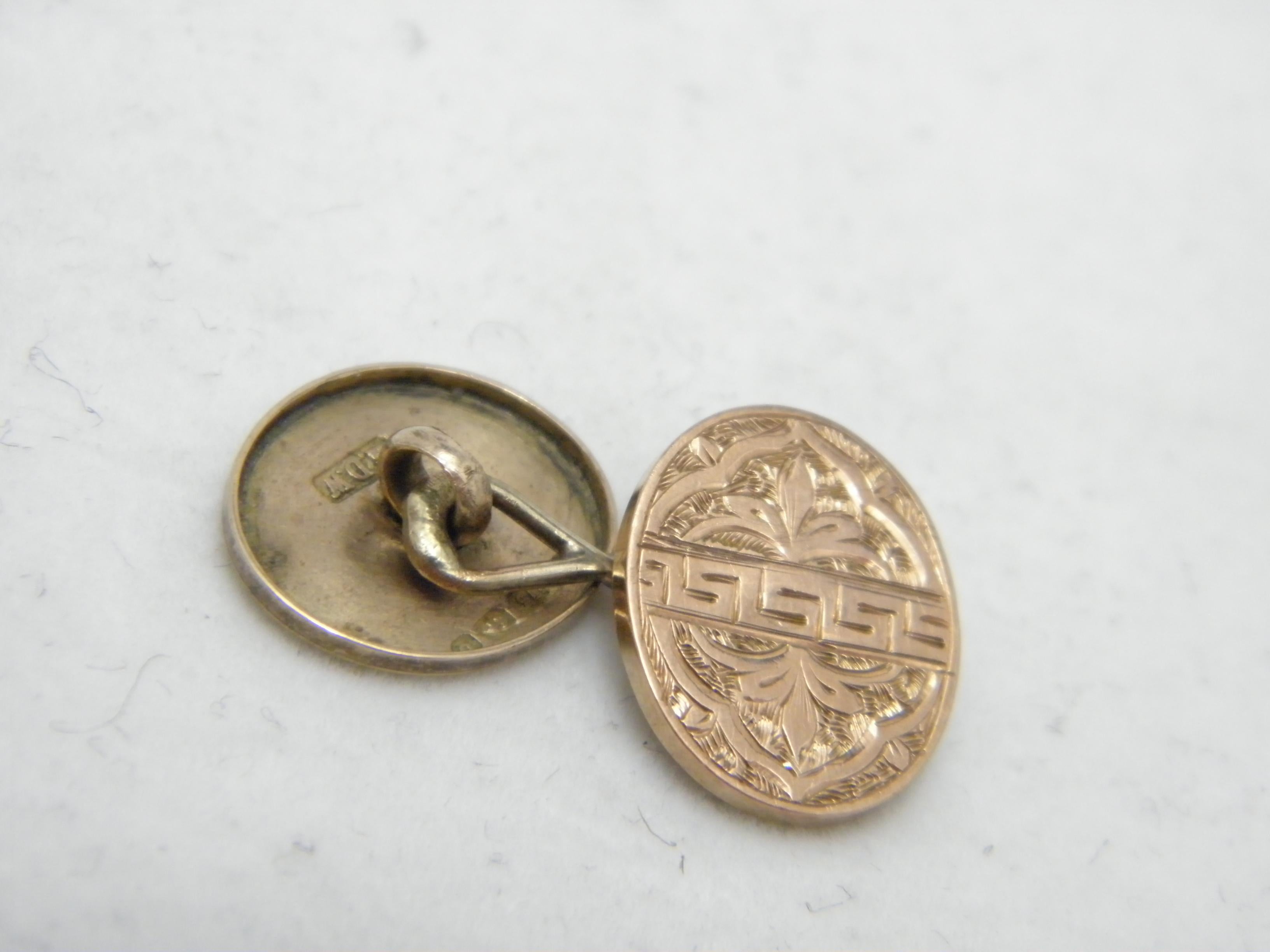 Antique 9ct Gold Large Cufflinks c1876 375 Purity Heavy Cuff Links For Sale 1