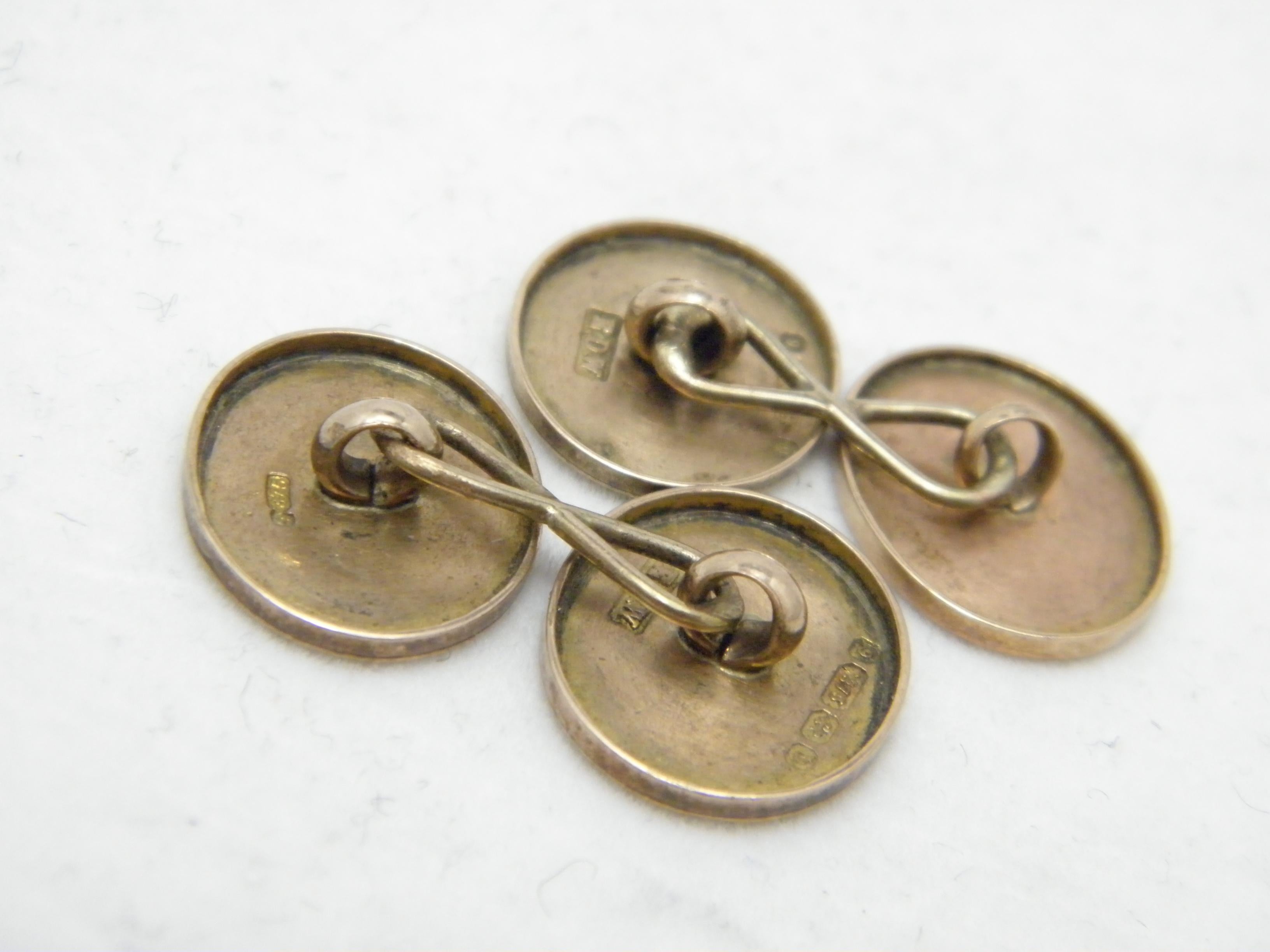 Antique 9ct Gold Large Cufflinks c1876 375 Purity Heavy Cuff Links For Sale 4