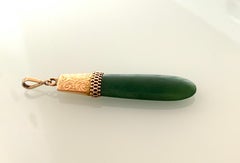 Antique 9 Carat Gold Mounted Jade Pendant