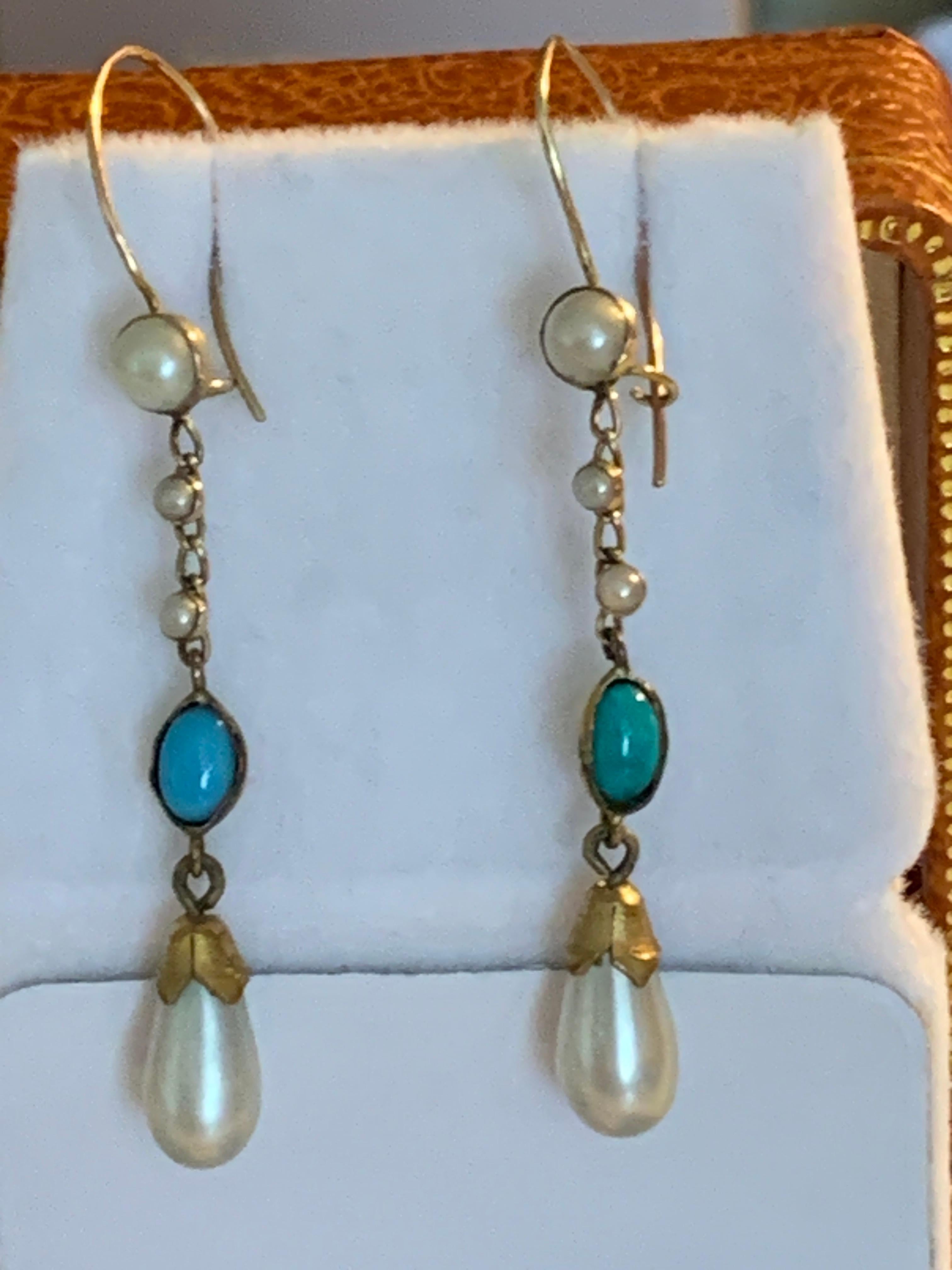 Orecchini antichi di perle in oro 9ct in vendita 2
