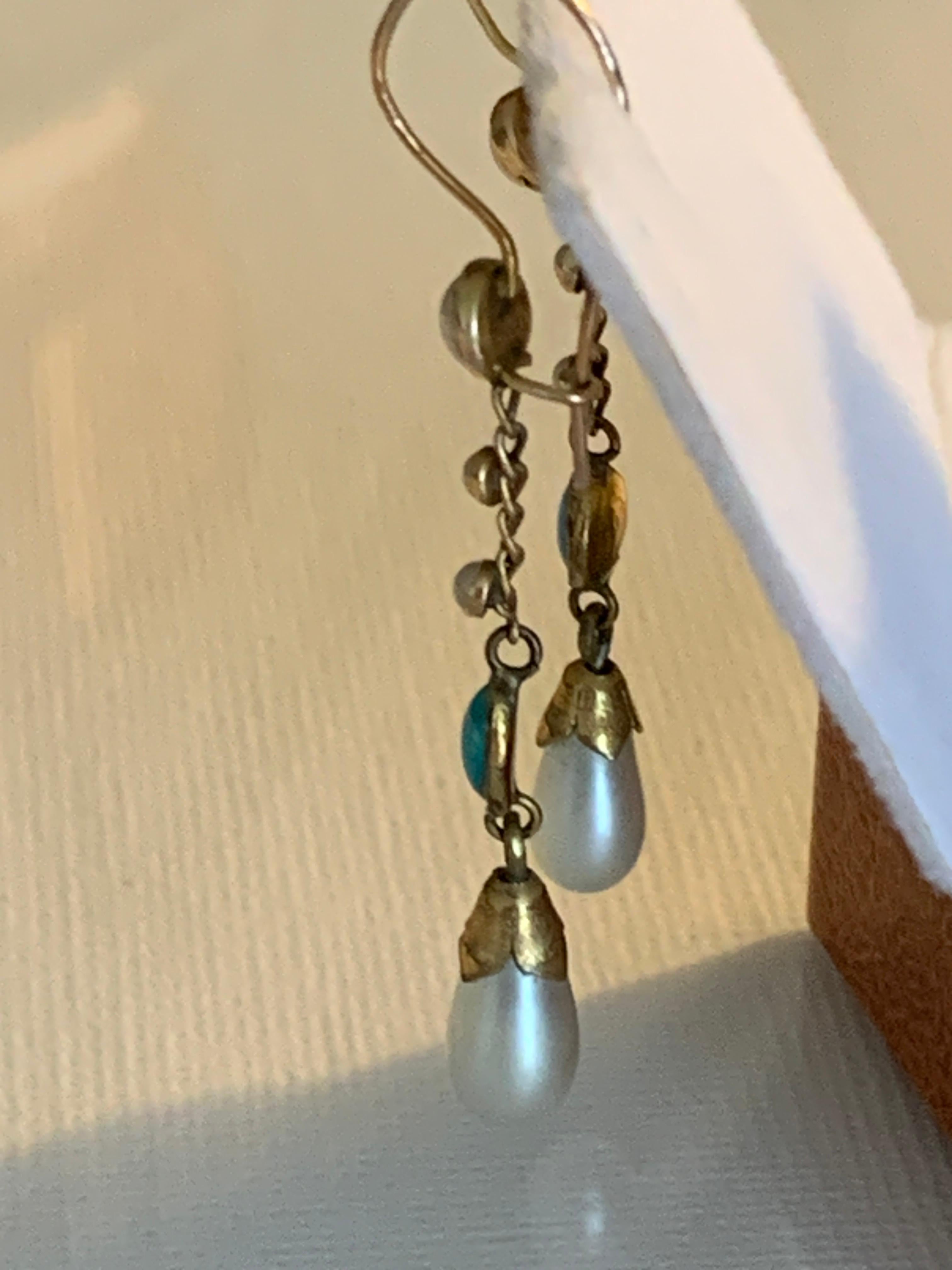 Orecchini antichi di perle in oro 9ct in vendita 3