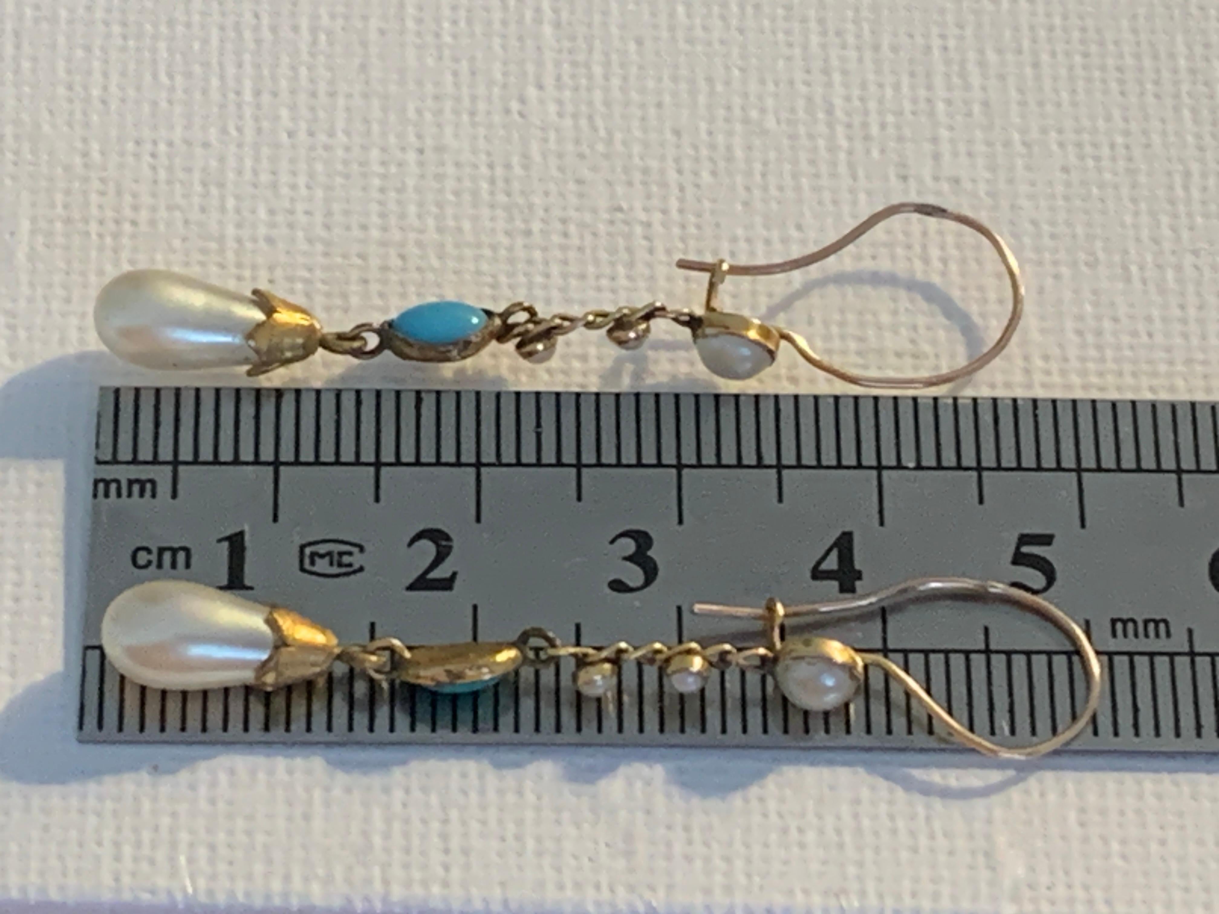 Orecchini antichi di perle in oro 9ct in vendita 4