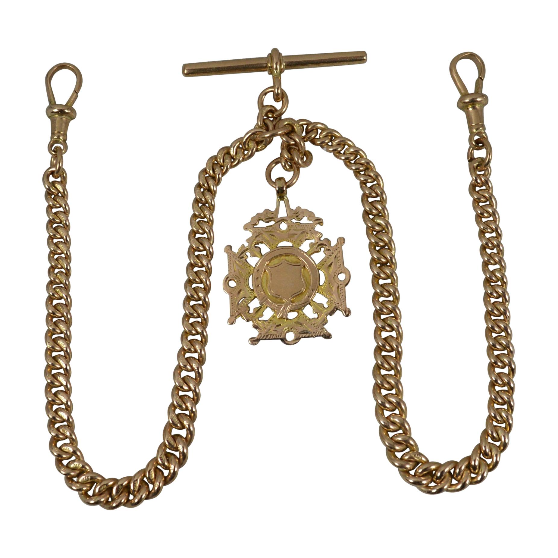 Antique 9ct Gold Pocket Watch Double Albert Chain and Fob For Sale at  1stDibs | double albert pocket watch chain, double albert watch chain, double  albert pocket watch chain gold