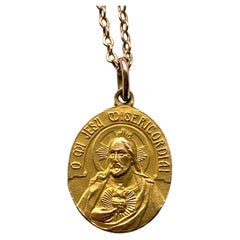 Collier religieux ancien en or 9ct