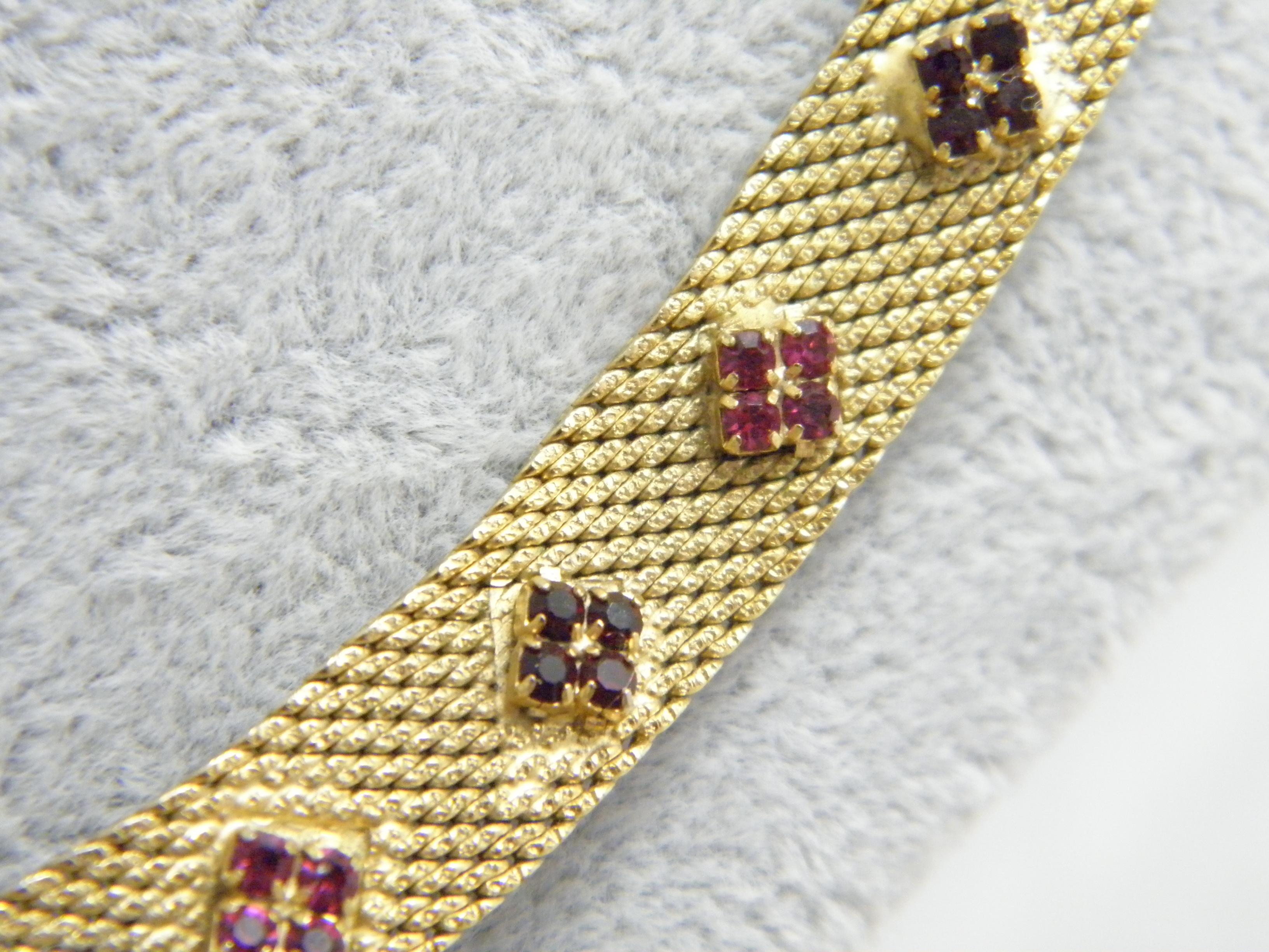 Art Deco Antique 9ct Gold 'Rolled' Cleopatra Garnet and Ruby Paste Necklace Choker 375 For Sale
