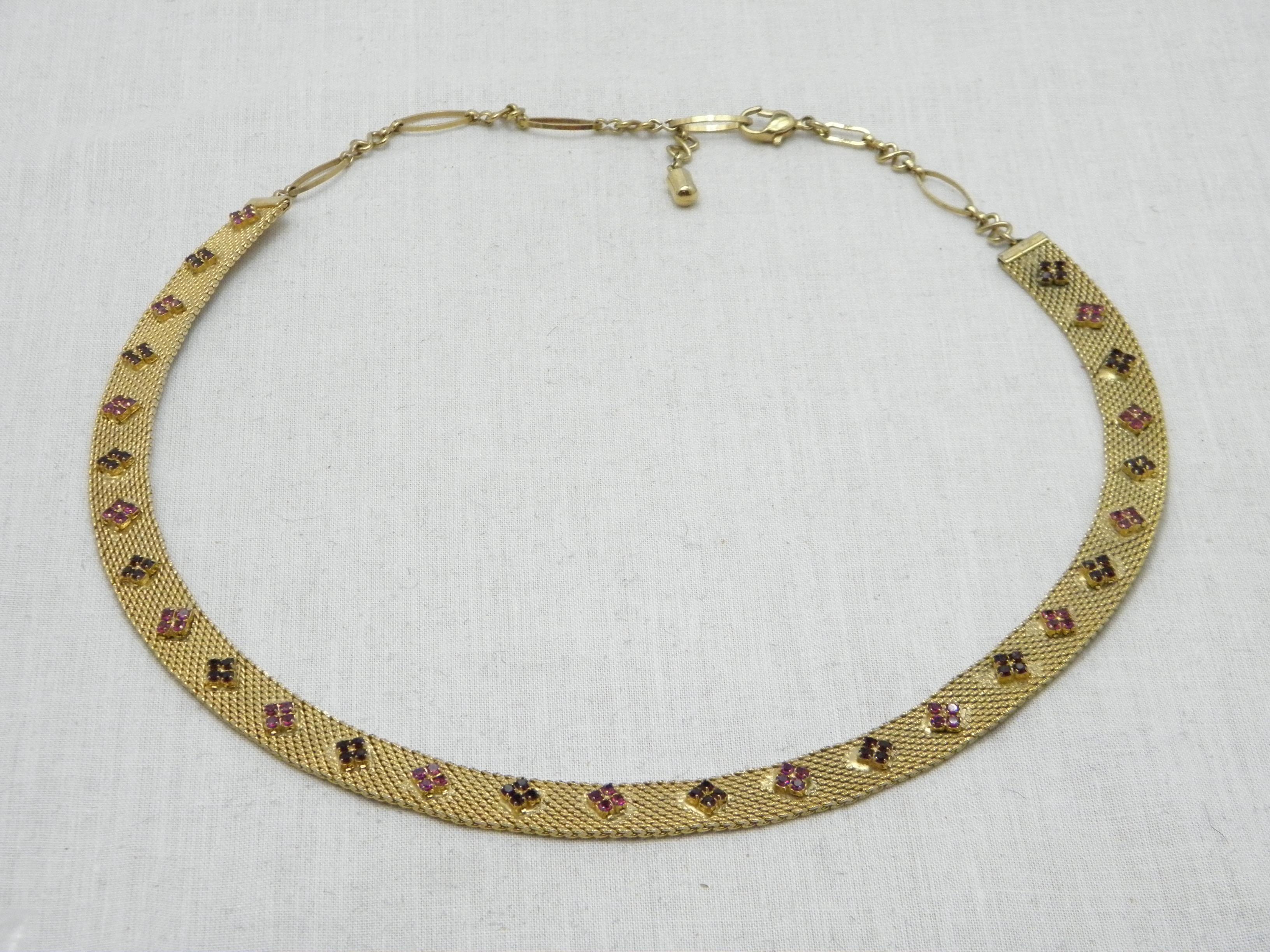 Antique 9ct Gold 'Rolled' Cleopatra Garnet and Ruby Paste Necklace ...