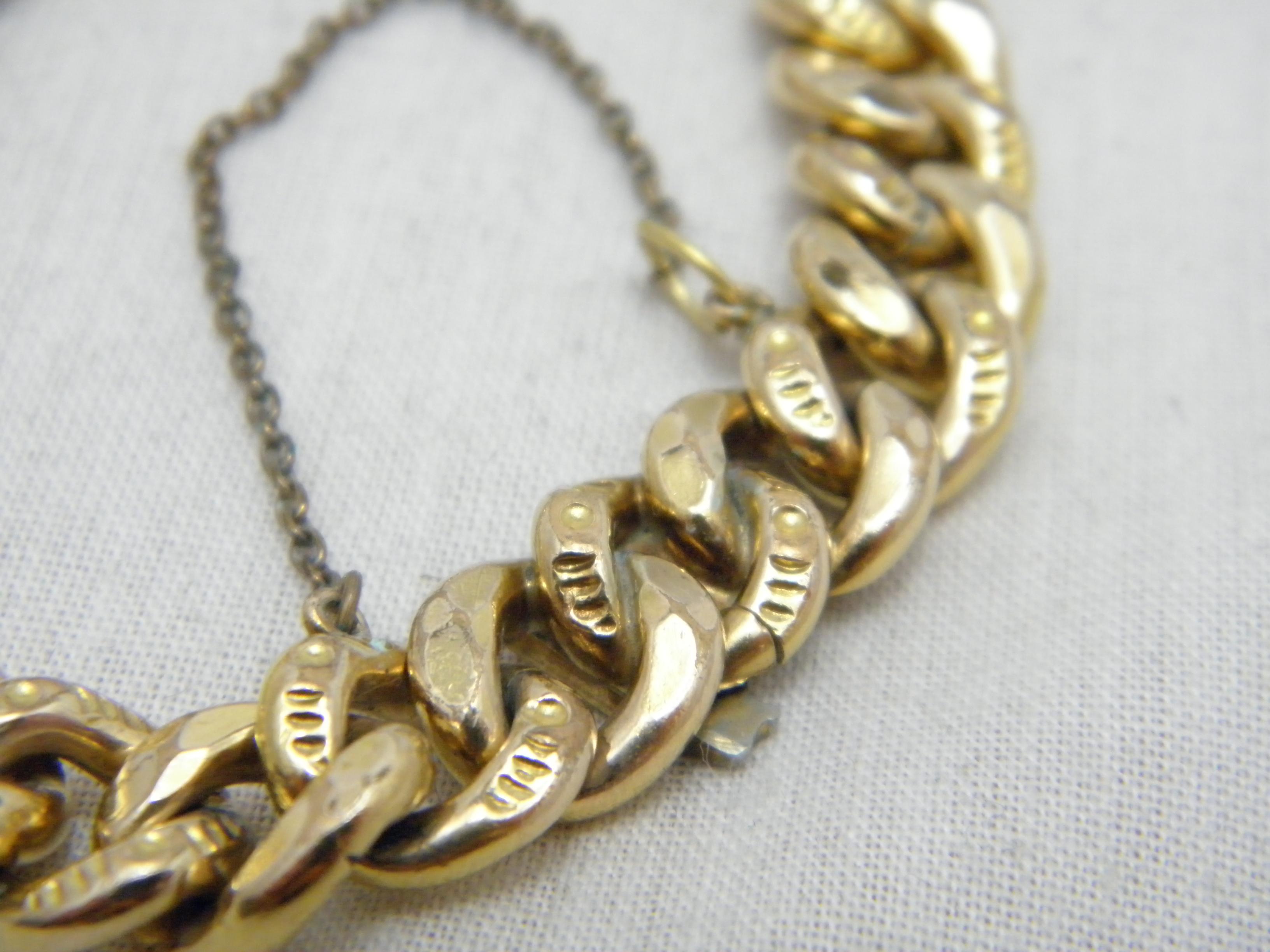 Antiker 9 Karat Gold ''Rolled'' Diamantschliff Curb-Armreif 375 Reinheit Murat 33.3 im Zustand „Gut“ im Angebot in Camelford, GB