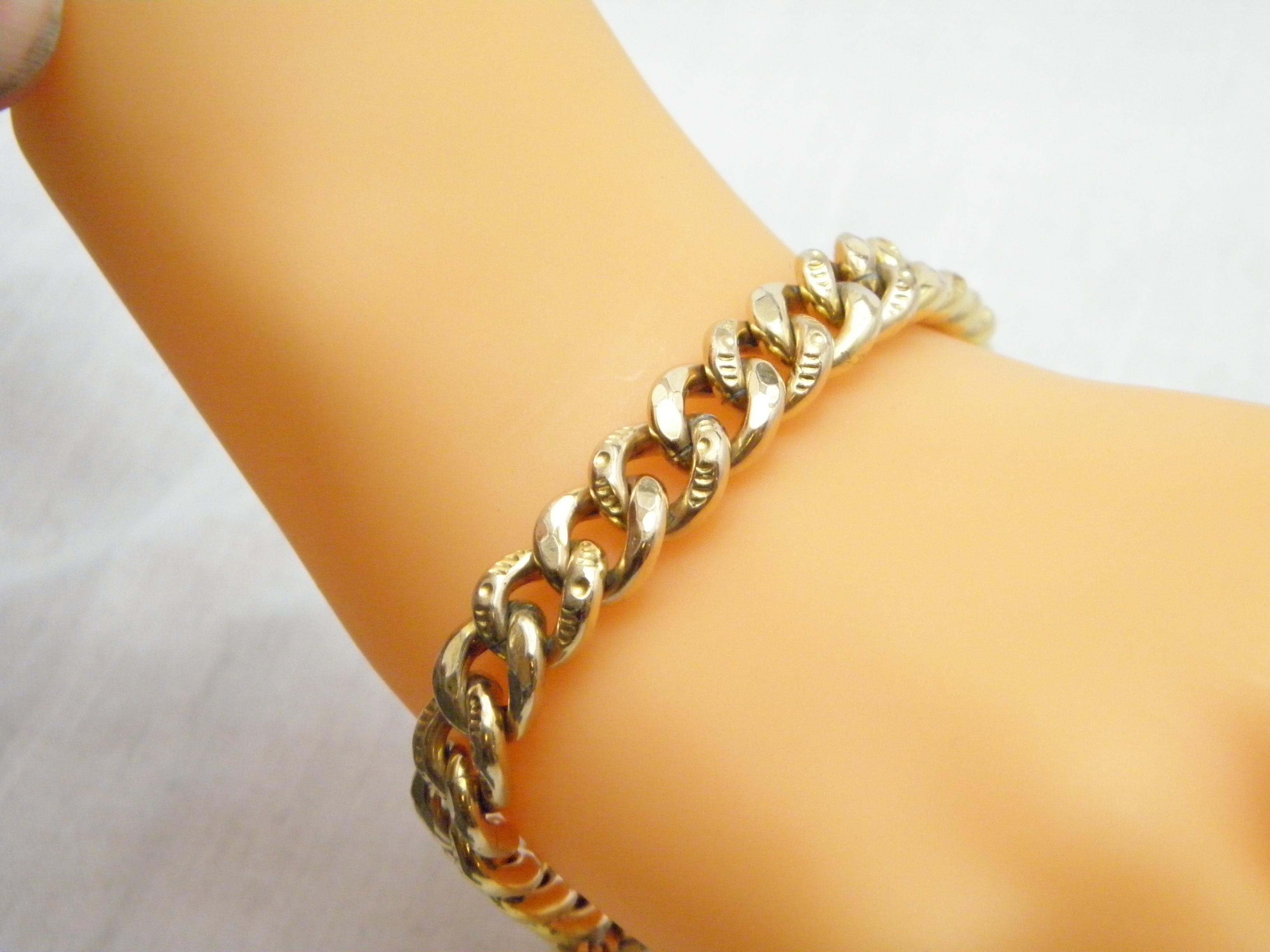Antiker 9 Karat Gold ''Rolled'' Diamantschliff Curb-Armreif 375 Reinheit Murat 33.3 für Damen oder Herren im Angebot