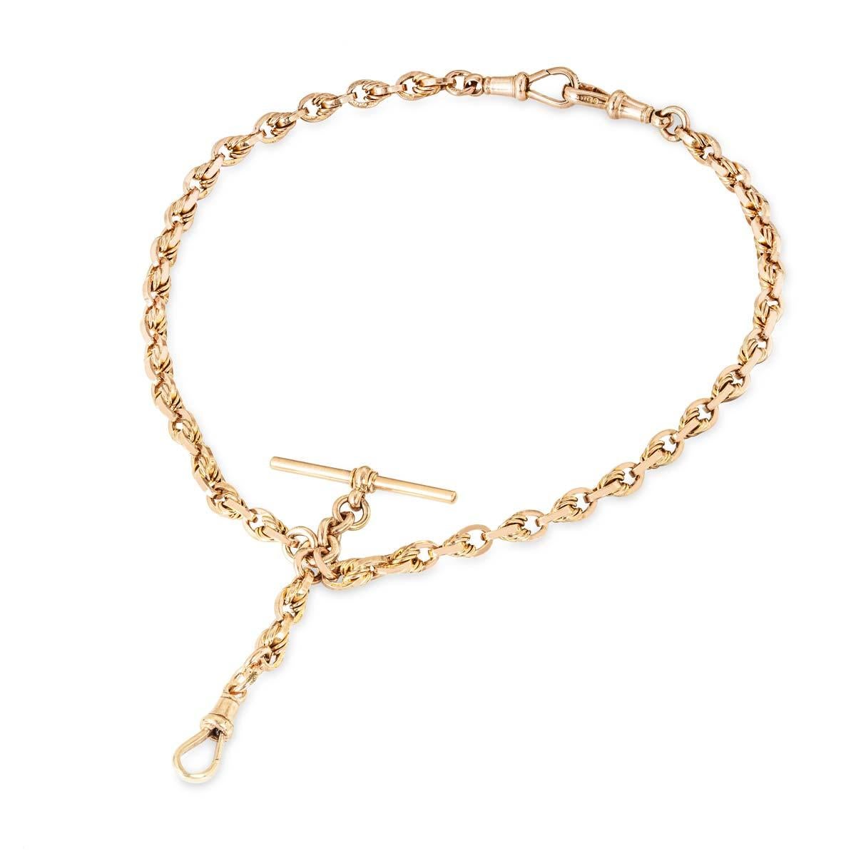 Antique 9ct Gold Rope Twist Fully English Hallmarked Pocket Watch Albert Chain C1920

Ce magnifique albert fantaisie en corde torsadée serait idéal pour une montre de poche à porter avec un gilet. La chaîne pèse 33 grammes et sa longueur est de 38
