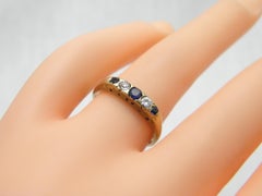 Antique 9ct Gold Sapphire Diamond Gypsy Eternity Ring 375 Purity