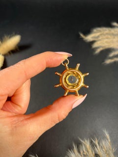 Antique 9ct Gold Ships Wheel Compass Pendant