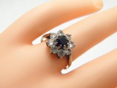 Antique 9ct Gold Silver Garnet Diamond Paste Cluster Ring 375 925 Pure