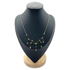 Antique 9ct Gold Stamped, 1920s Peridot Pendant Necklace