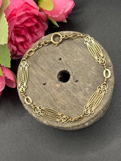 Bracelet fantaisie édouardien ancien en or 9ct estampillé, Circa 1910