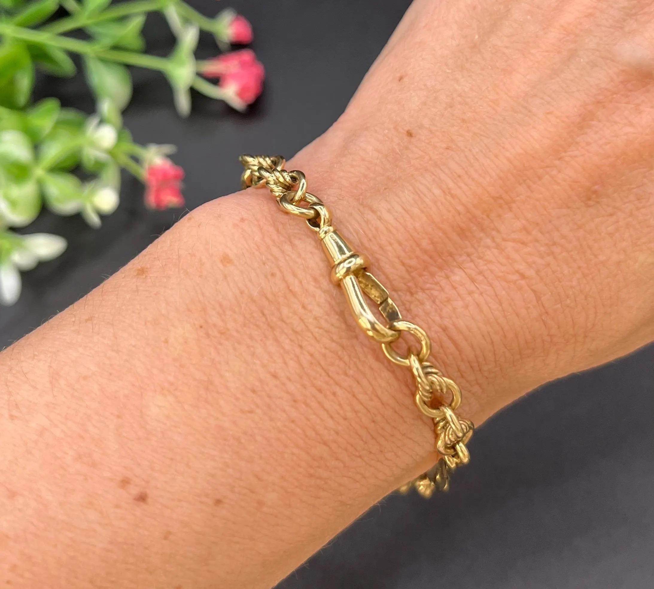 Pulsera de eslabones de fantasía eduardiana, antigua, estampada en oro de 9 ct, con cierre de clip giratorio en venta 6