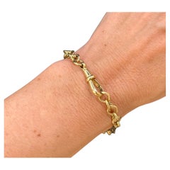 Pulsera de eslabones de fantasía eduardiana, antigua, estampada en oro de 9 ct, con cierre de clip giratorio