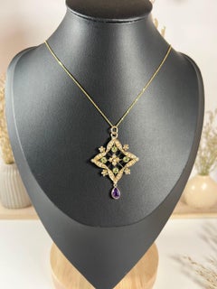 Antiker Suffragette-Anhänger / Brosche aus 9 Karat Gold