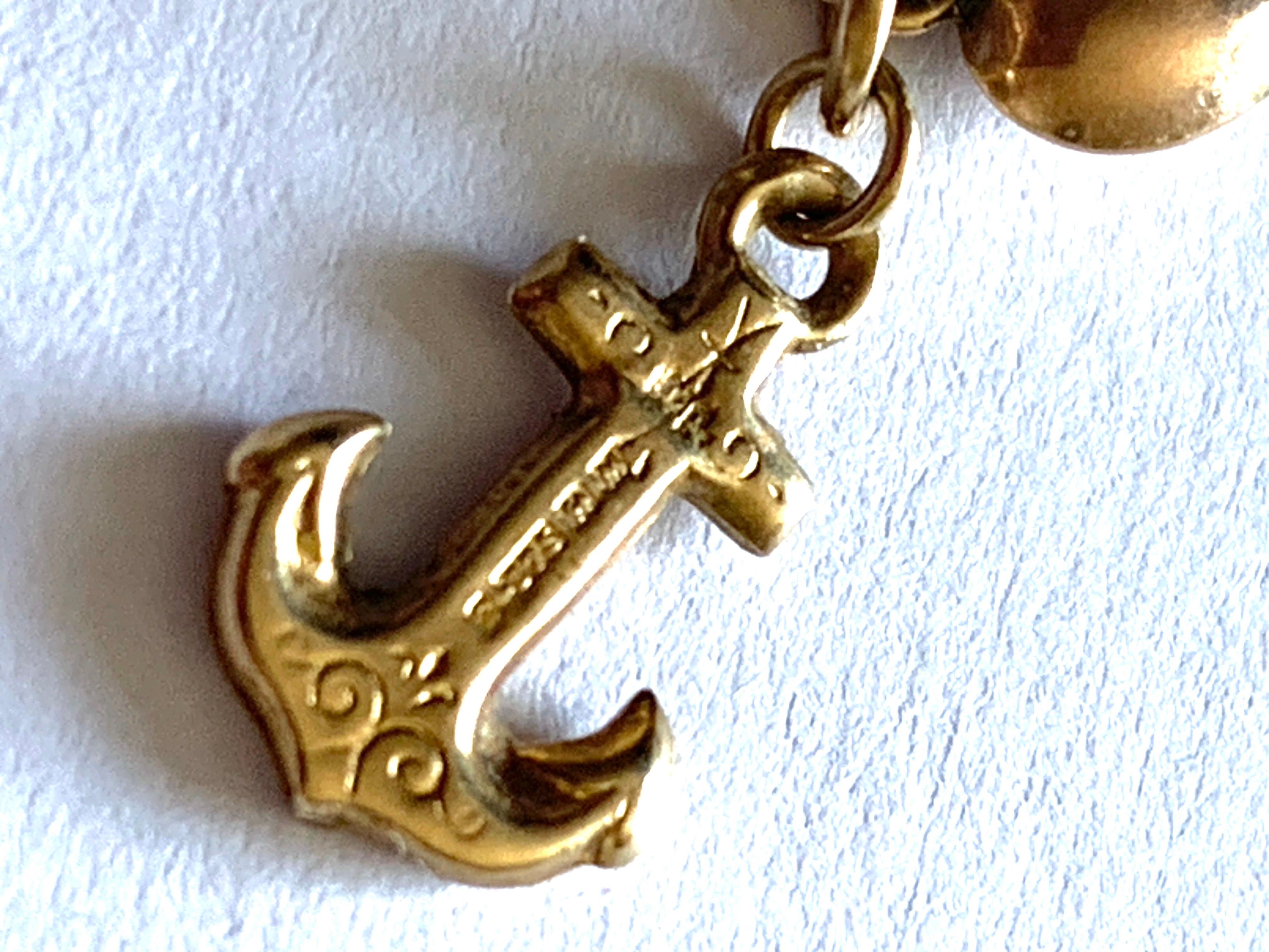 Antique 9ct Gold trio charm - Heart, Anchor & cross in vendita 4