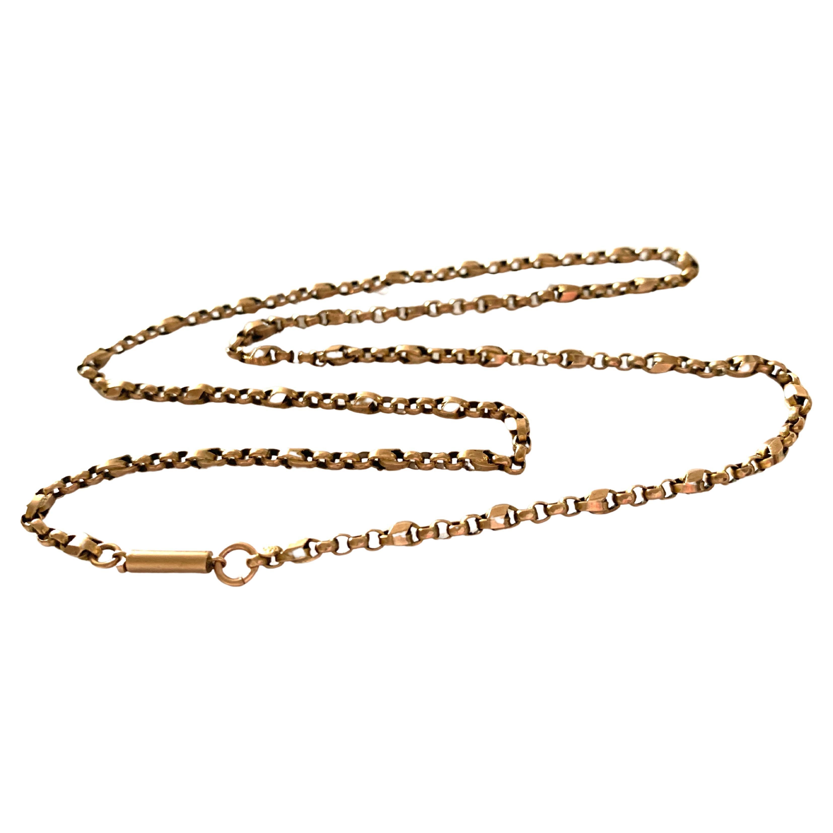Antique 9ct Gold Victorian 19" Chain  For Sale