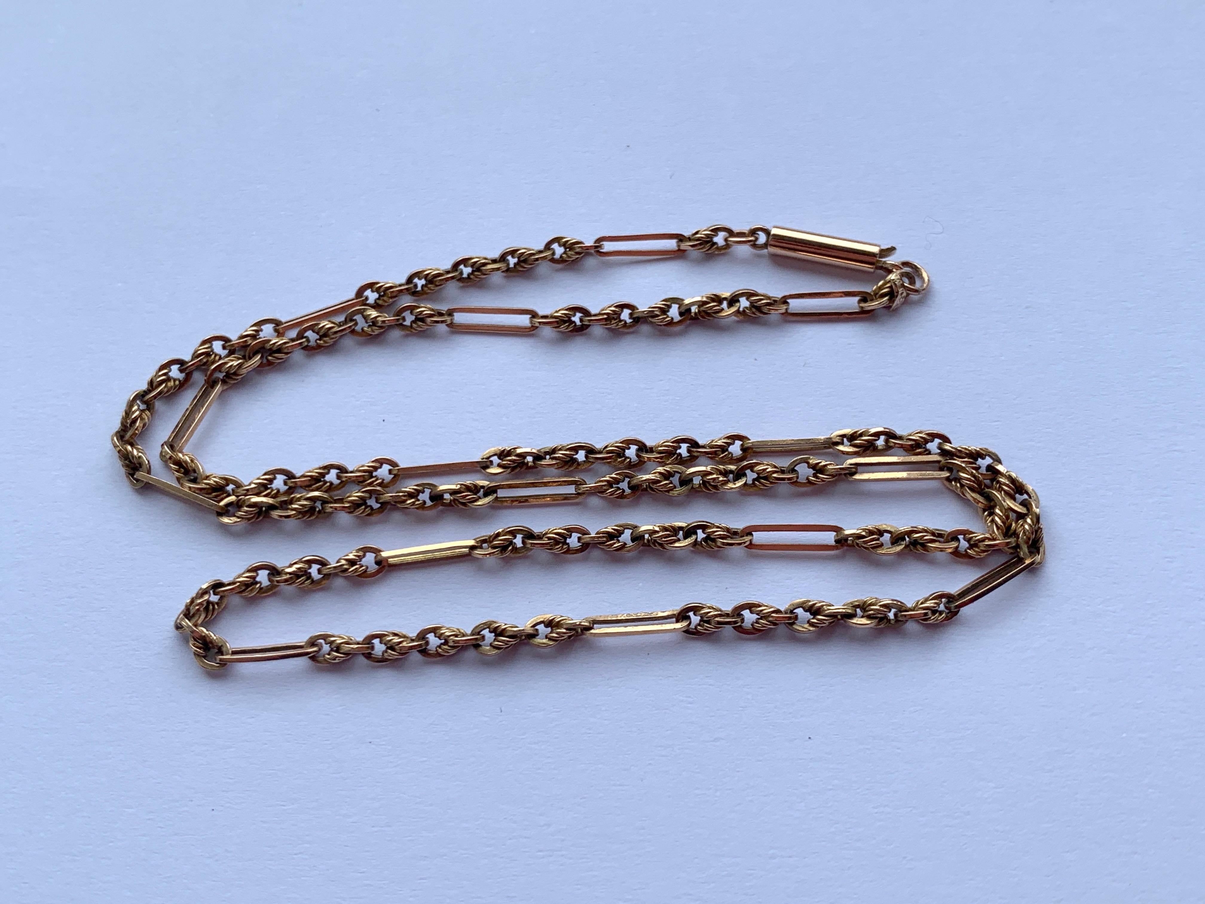 Late Victorian Antique 9ct Gold Victorian Barrel clasp Necklace  For Sale