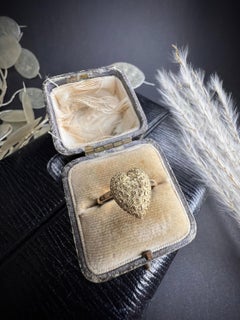 Antique 9ct Gold Victorian Etruscan Puffy Heart Ring