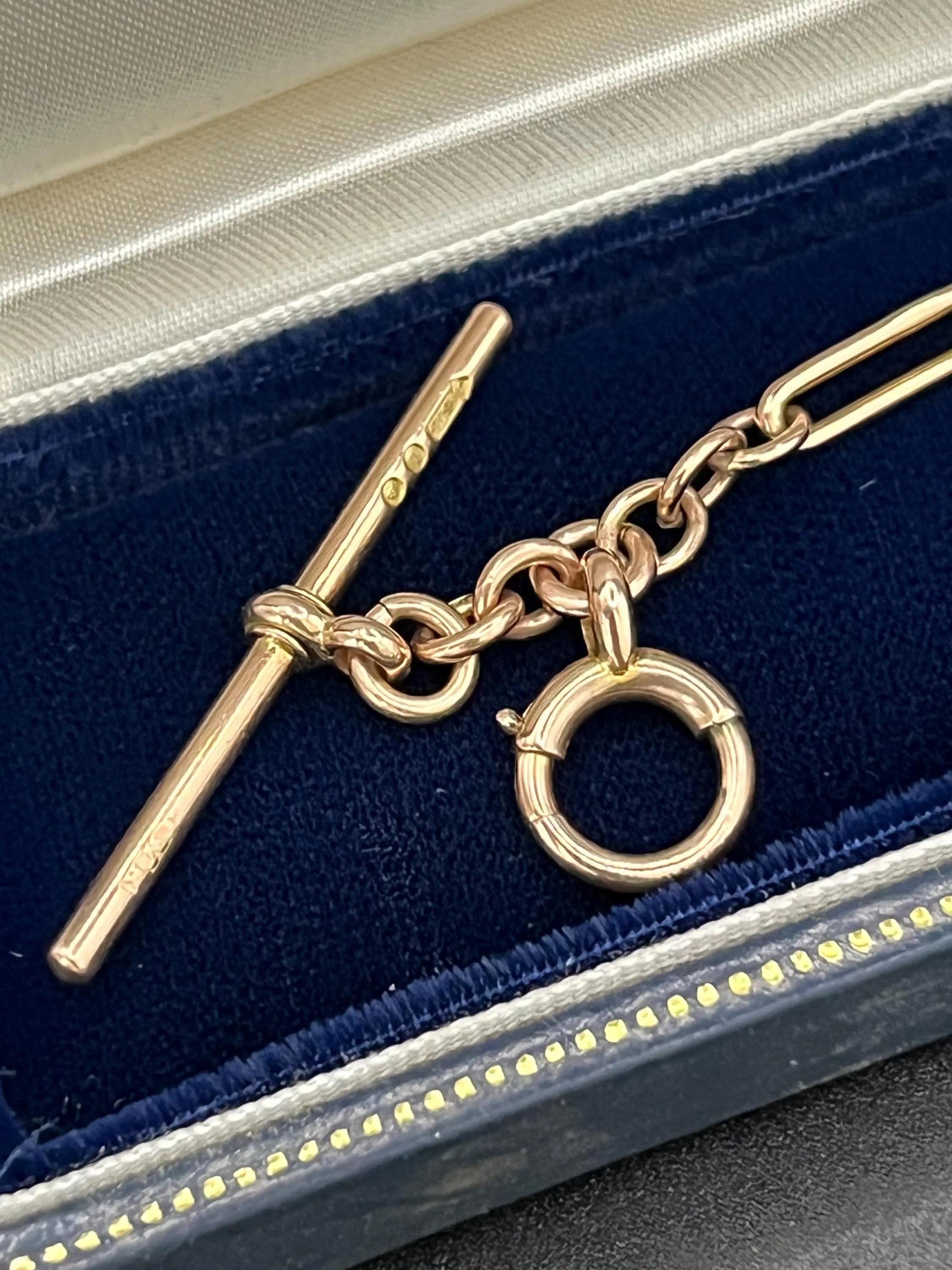 Antique 9ct Gold, Victorian Fancy Paperclip & Rope Link T-bar Bracelet For Sale 3