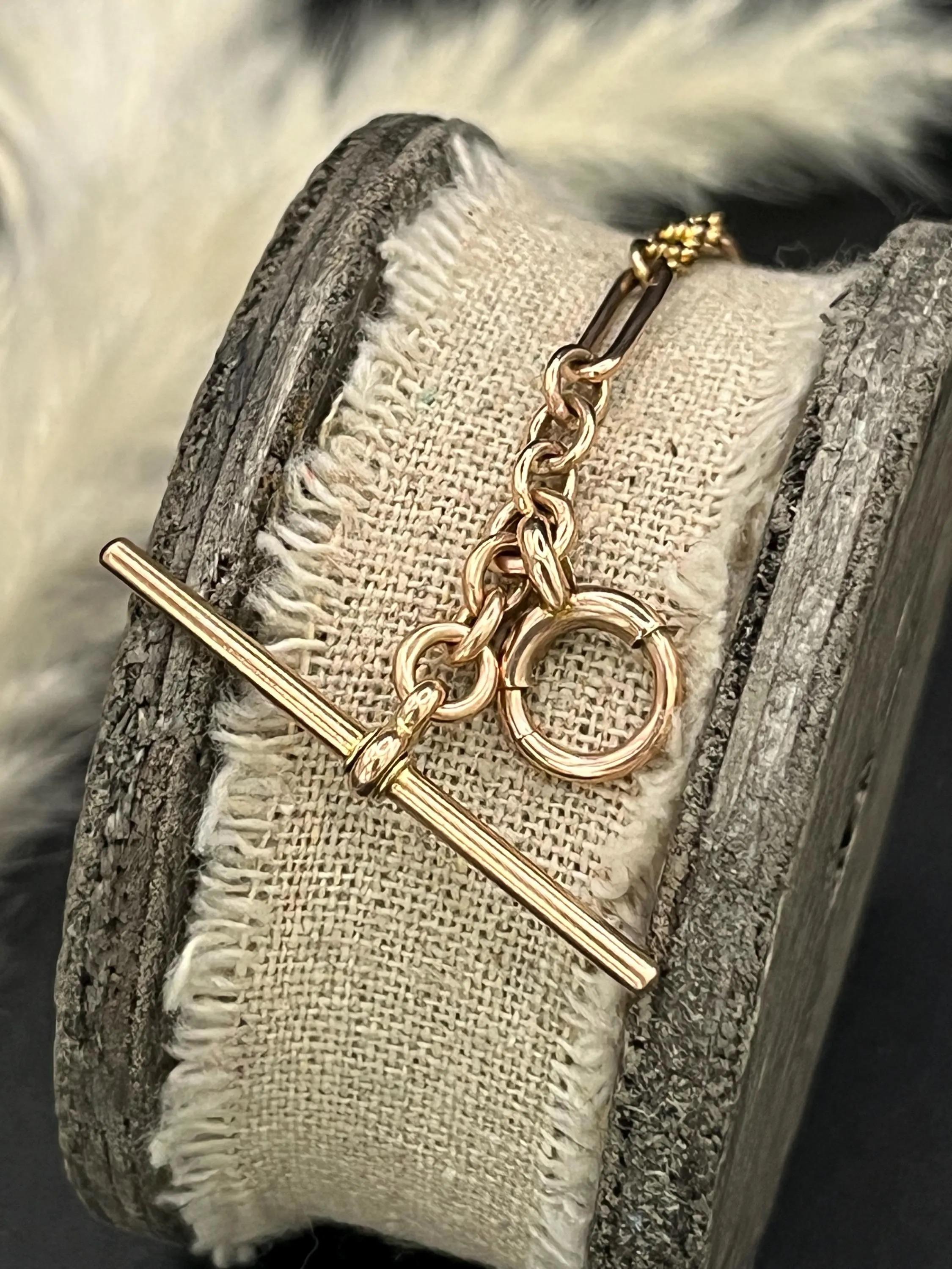 Antique 9ct Gold, Victorian Fancy Paperclip & Rope Link T-bar Bracelet For Sale 5