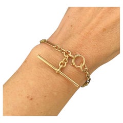 Antique 9ct Gold, Victorian Fancy Paperclip & Rope Link T-bar Bracelet