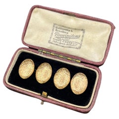Gemelli antichi in oro 9ct, con marchio vittoriano Chester 1900, con incisioni floreali