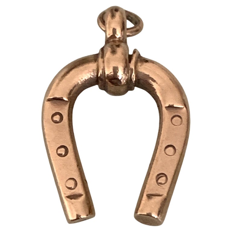 Vintage Laiton Cheval Forme Artisanal Unique Vis Cadenas, Riche Patine