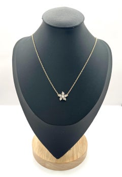 Antique 9ct Gold, Victorian Old Cut Diamond Flower Pendant Necklace