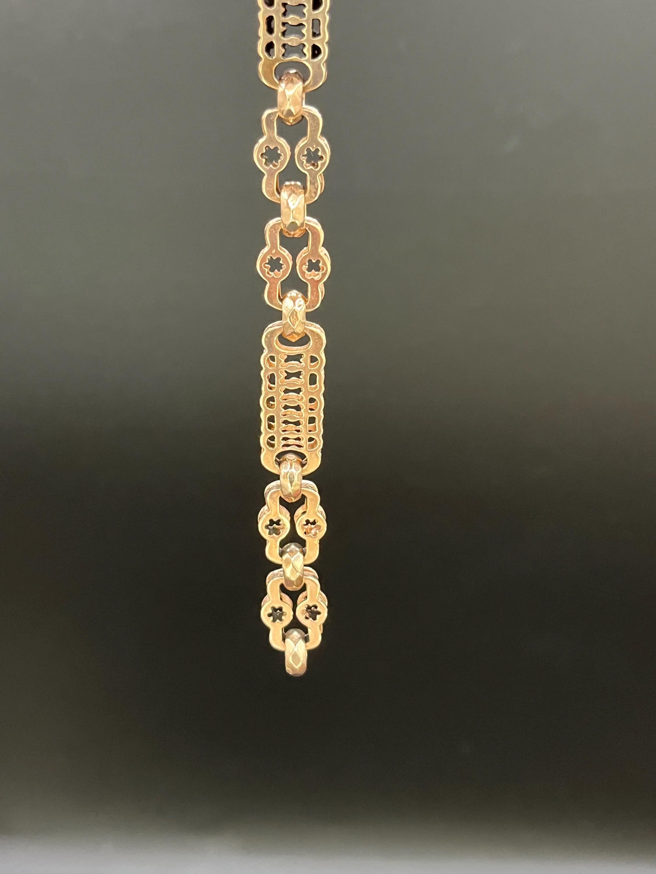 Antico estensore di catena a maglie ornate in oro 9ct vittoriano con anello a bullone  Chiusura a moschettone in vendita 1