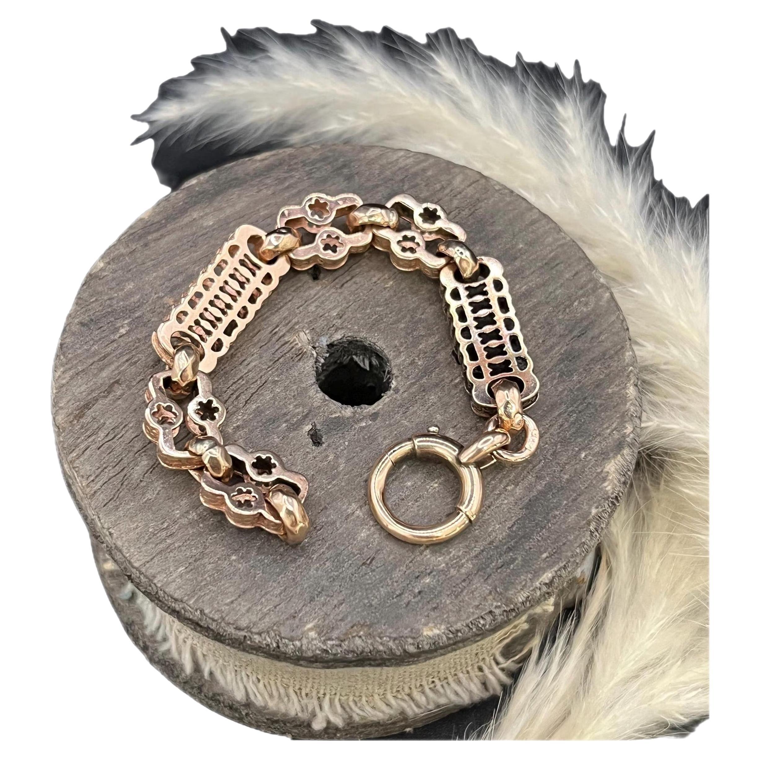 Antico estensore di catena a maglie ornate in oro 9ct vittoriano con anello a bullone  Chiusura a moschettone in vendita