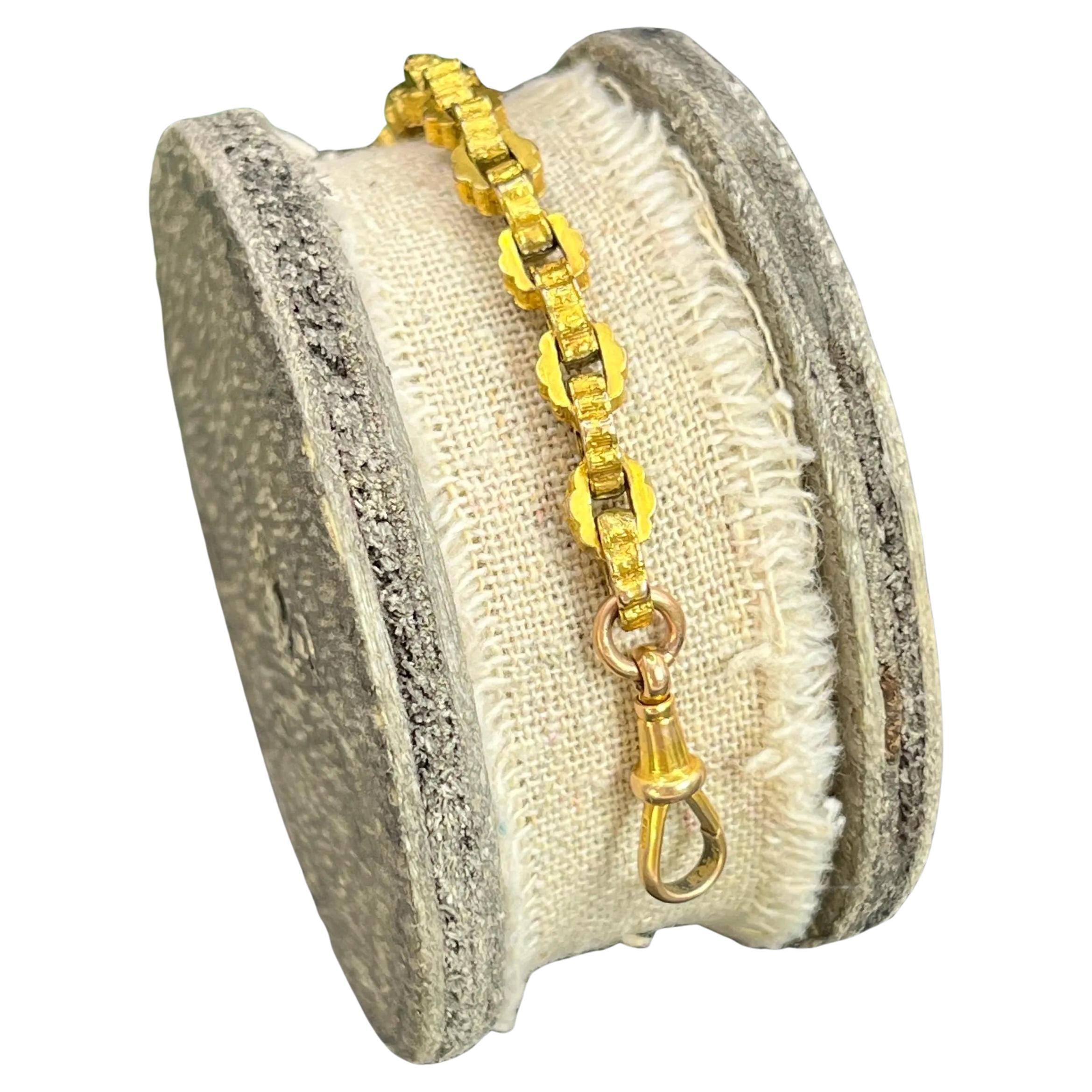 Antique 9ct Gold Victorian Ornate Box Link Chain Extender with Swivel Clasp For Sale