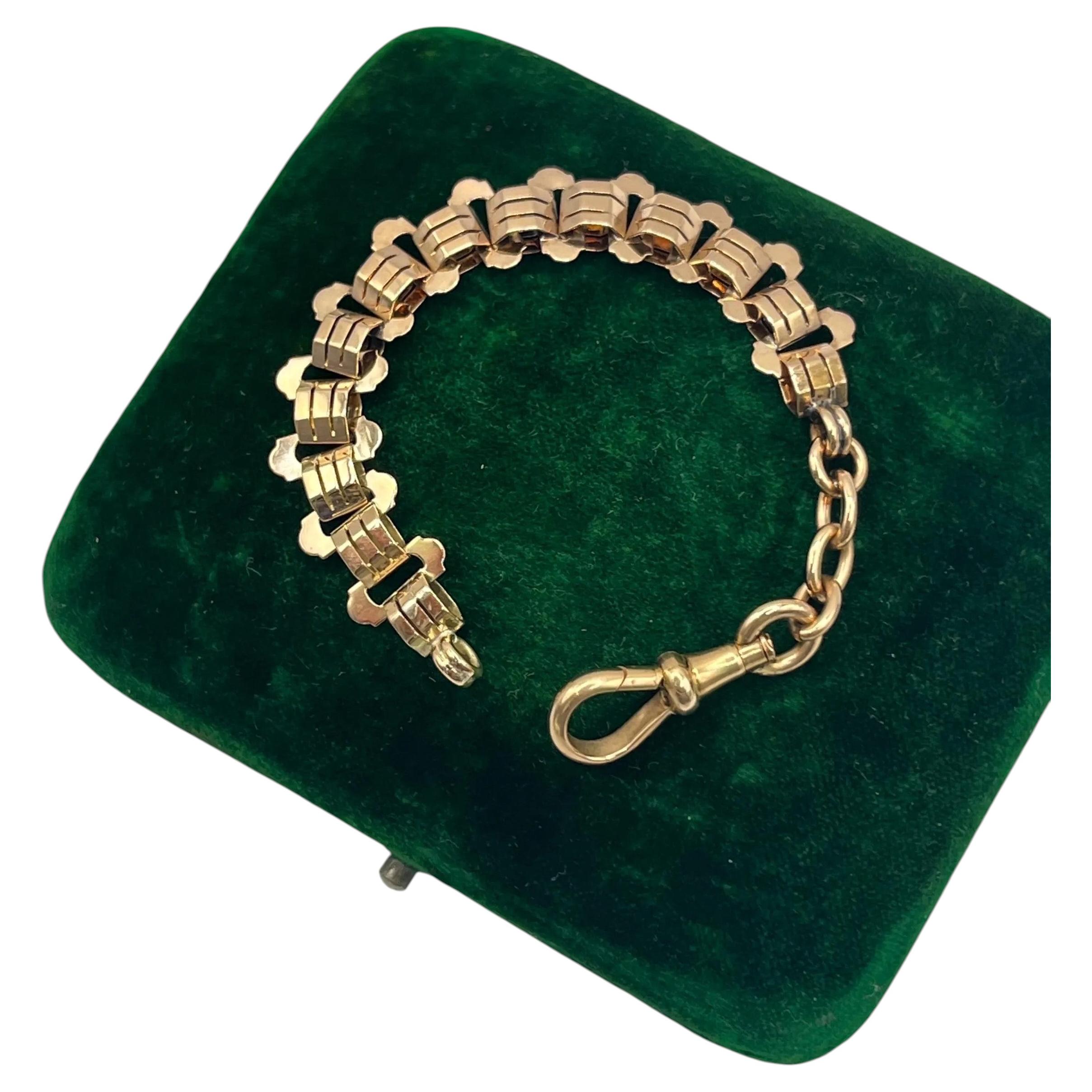 Antiguo alargador de cadena de eslabones de caja ornamentada victoriana de oro de 9 ct con cierre giratorio