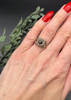 Antique 9ct Gold, Victorian Pearl & Enamel Cluster Ring