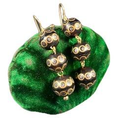 Antique 9ct Gold Victorian Pique Dangle Earrings