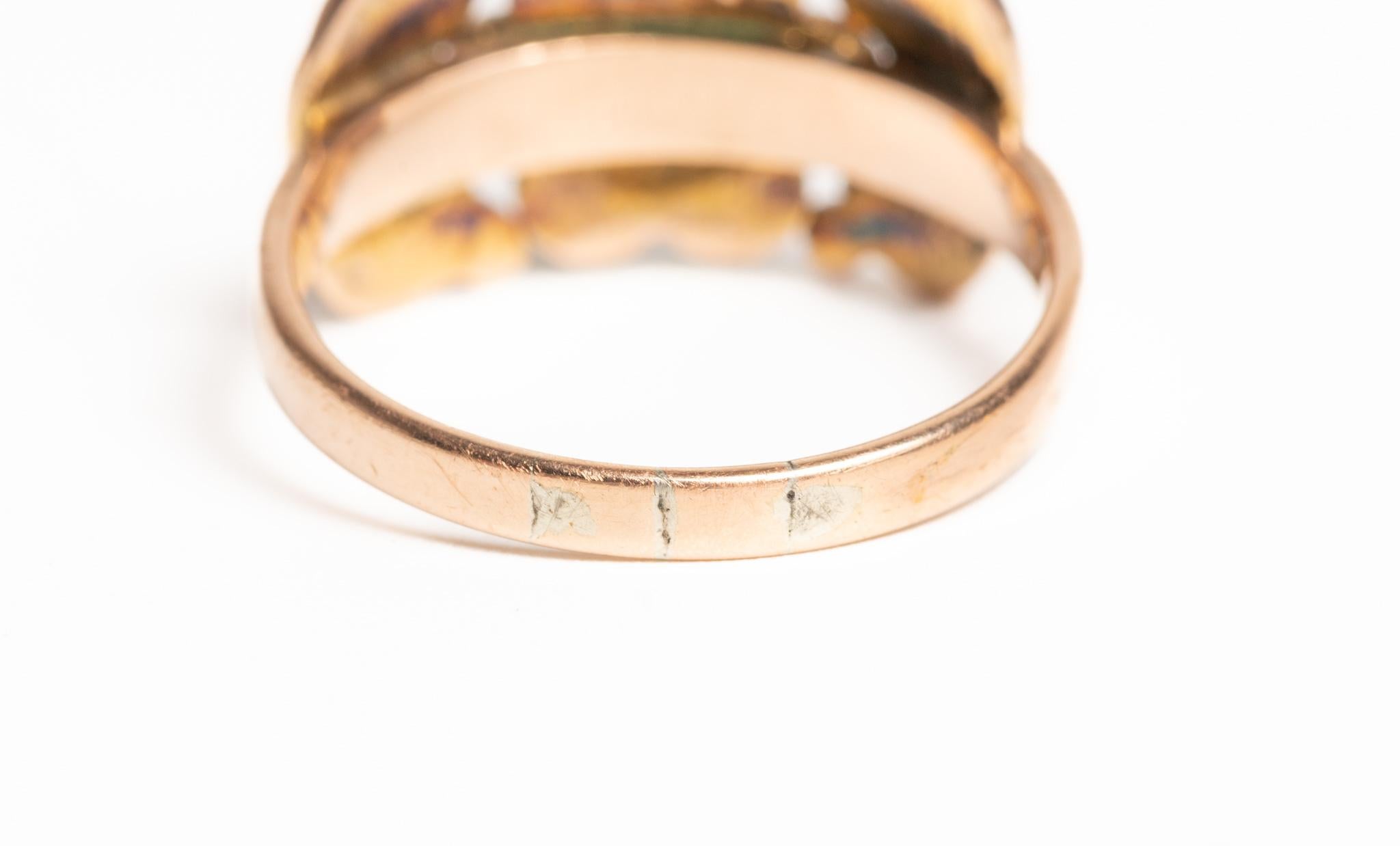 Anello antico in oro 9ct vittoriano con turchese e rubino in vendita 3