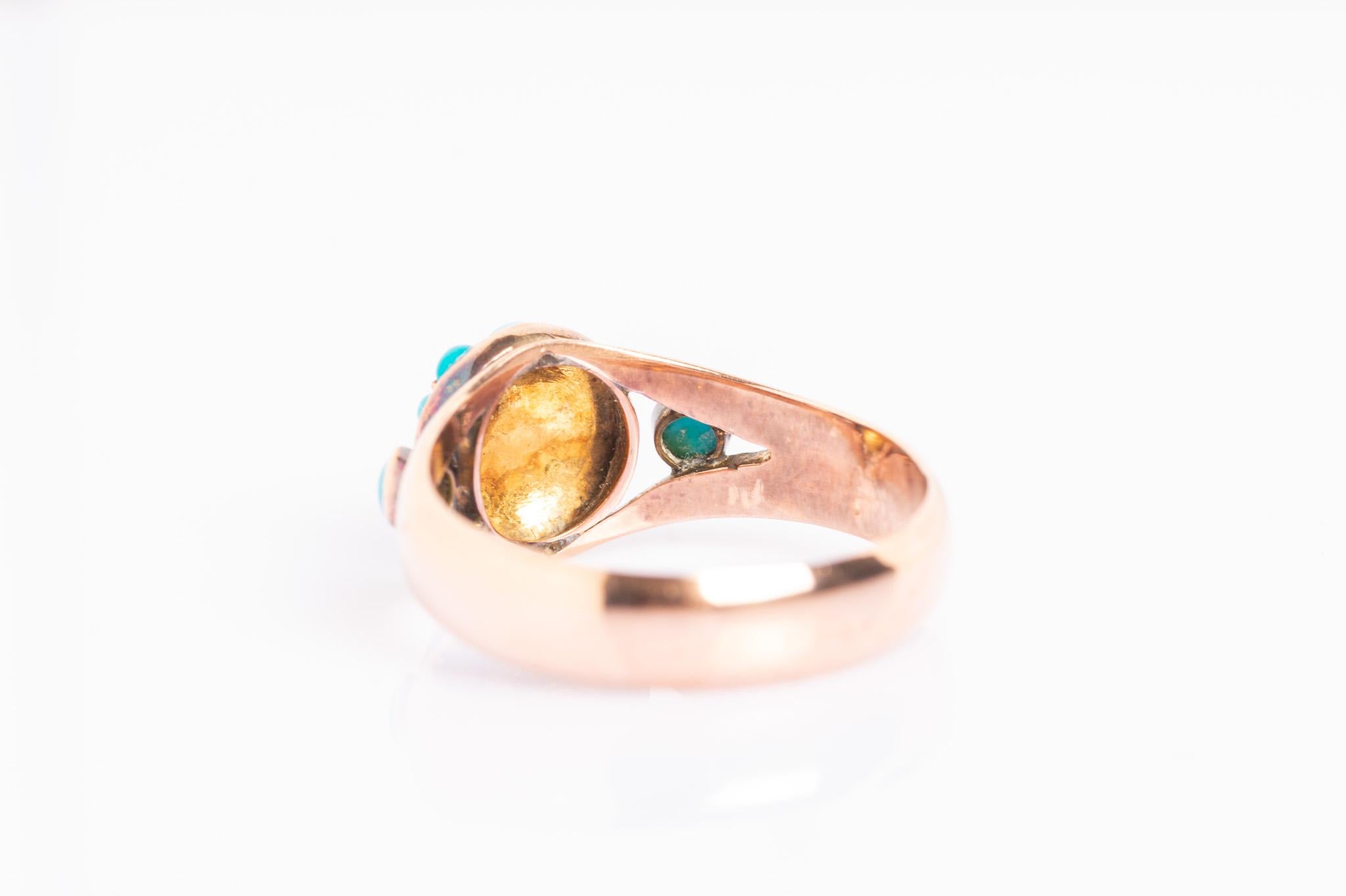 Antiker viktorianischer Türkis-Cluster-Ring aus 9 Karat Gold 1