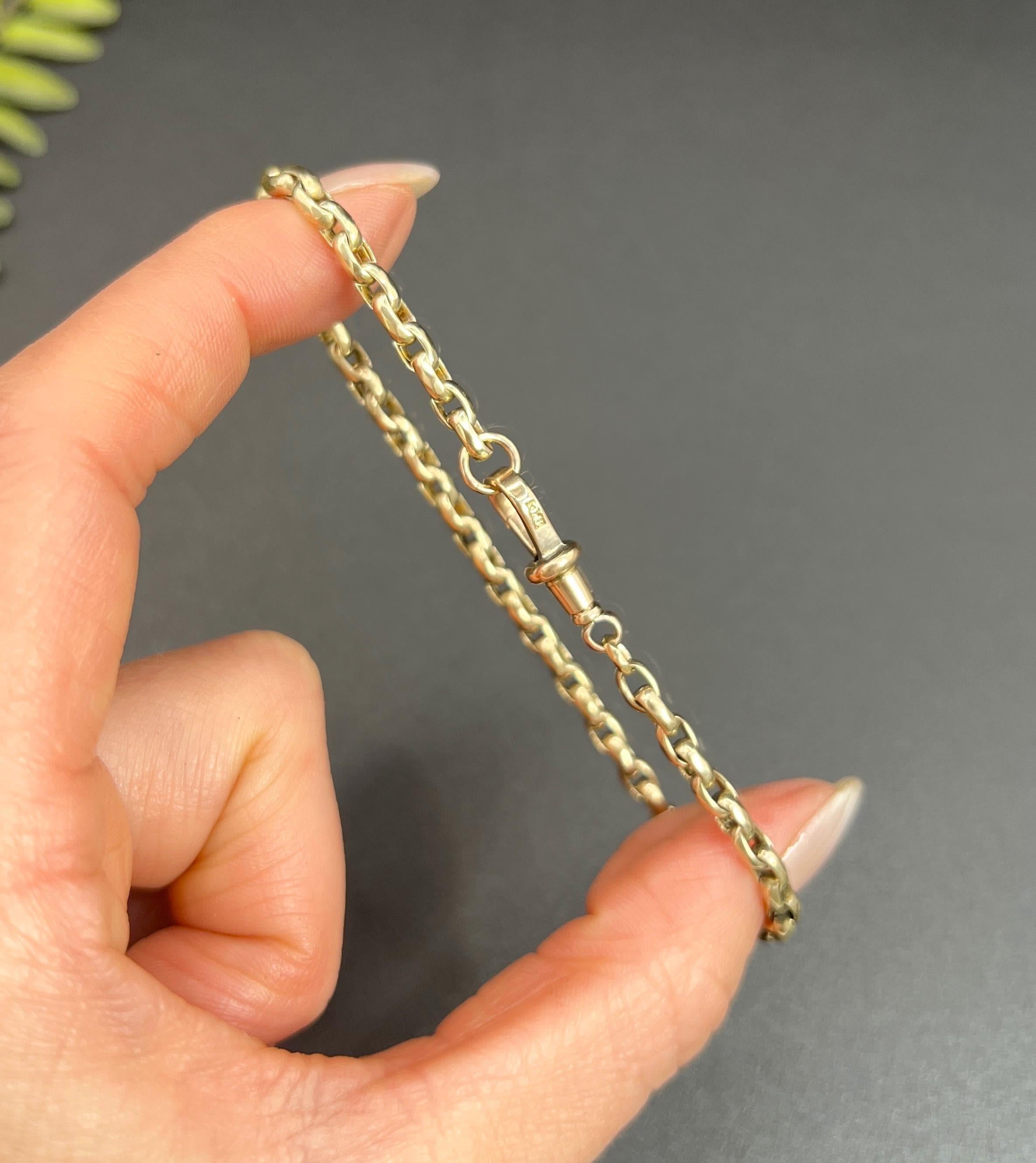 Antique 9ct Rose, Edwardian Faceted Oval Belcher Link Bracelet with Swivel Clasp In Good Condition In Brighton, GB