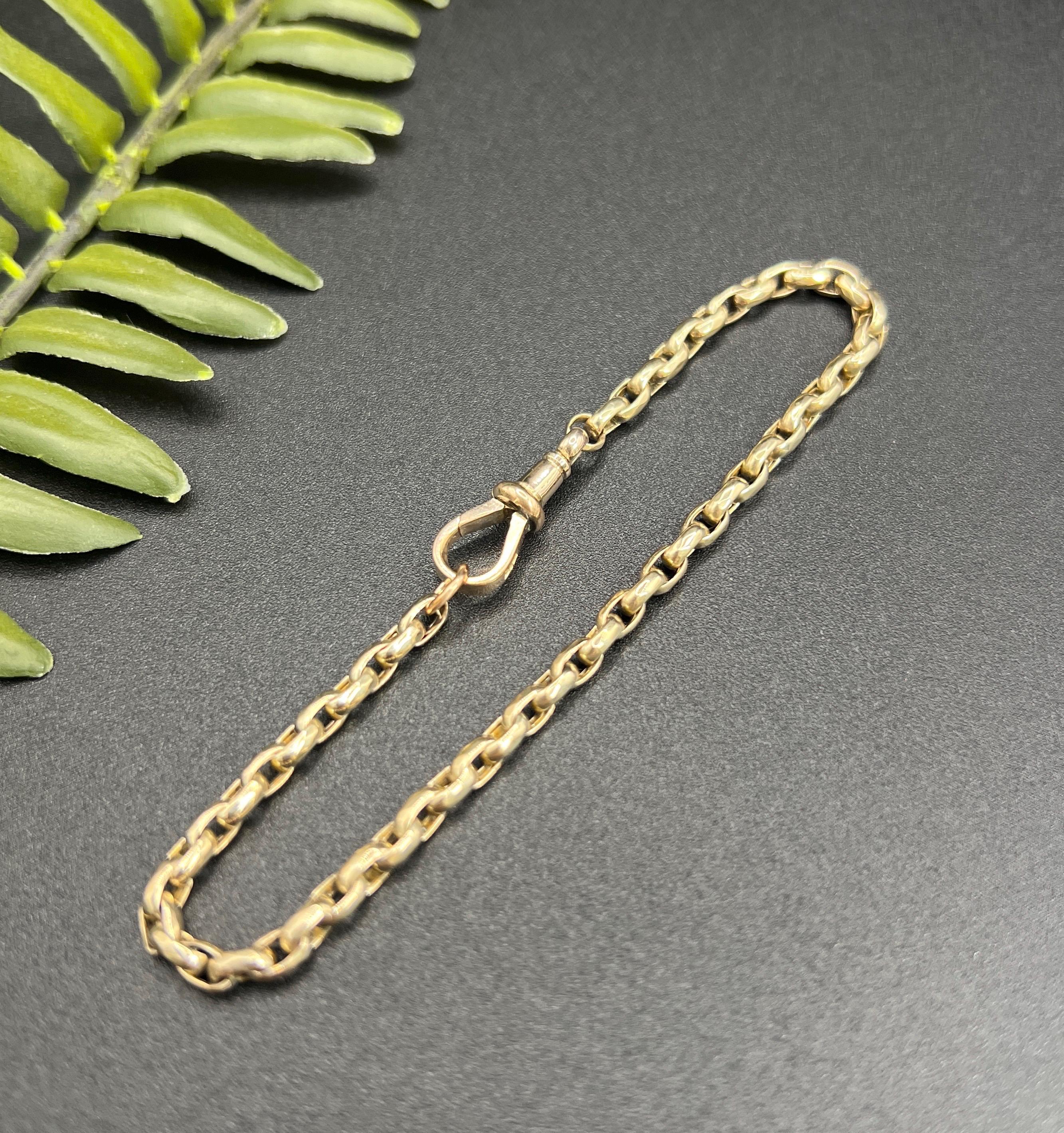 Women's or Men's Antique 9ct Rose, Edwardian Faceted Oval Belcher Link Bracelet with Swivel Clasp