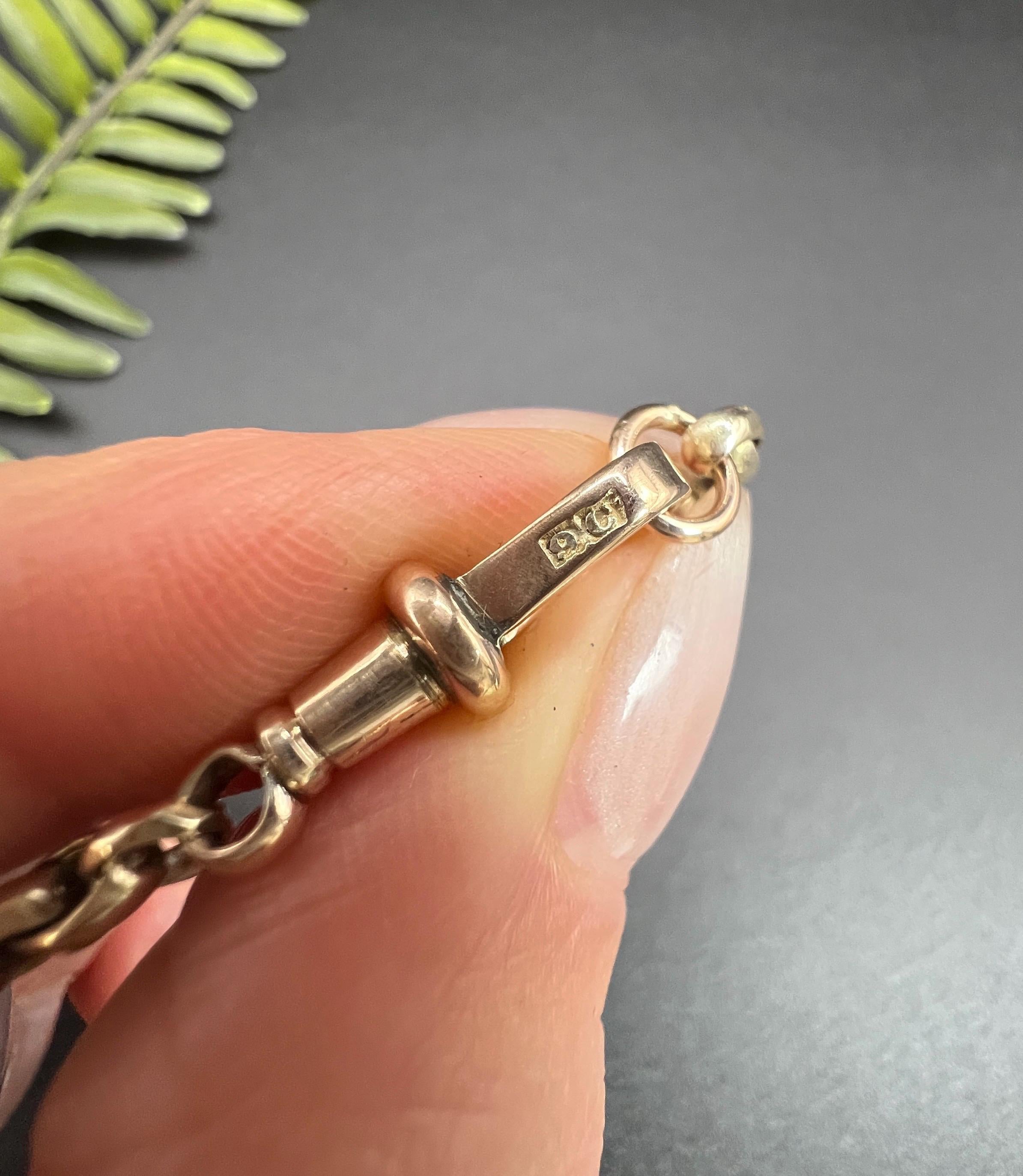 Antique 9ct Rose, Edwardian Faceted Oval Belcher Link Bracelet with Swivel Clasp 2