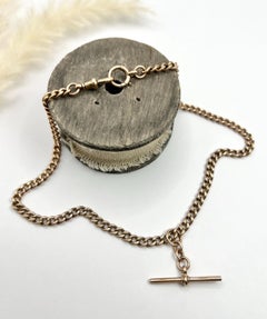 Antique 9ct Rose Gold, 17 Inch Curb Link Albert Chain, Watch Chain Necklace