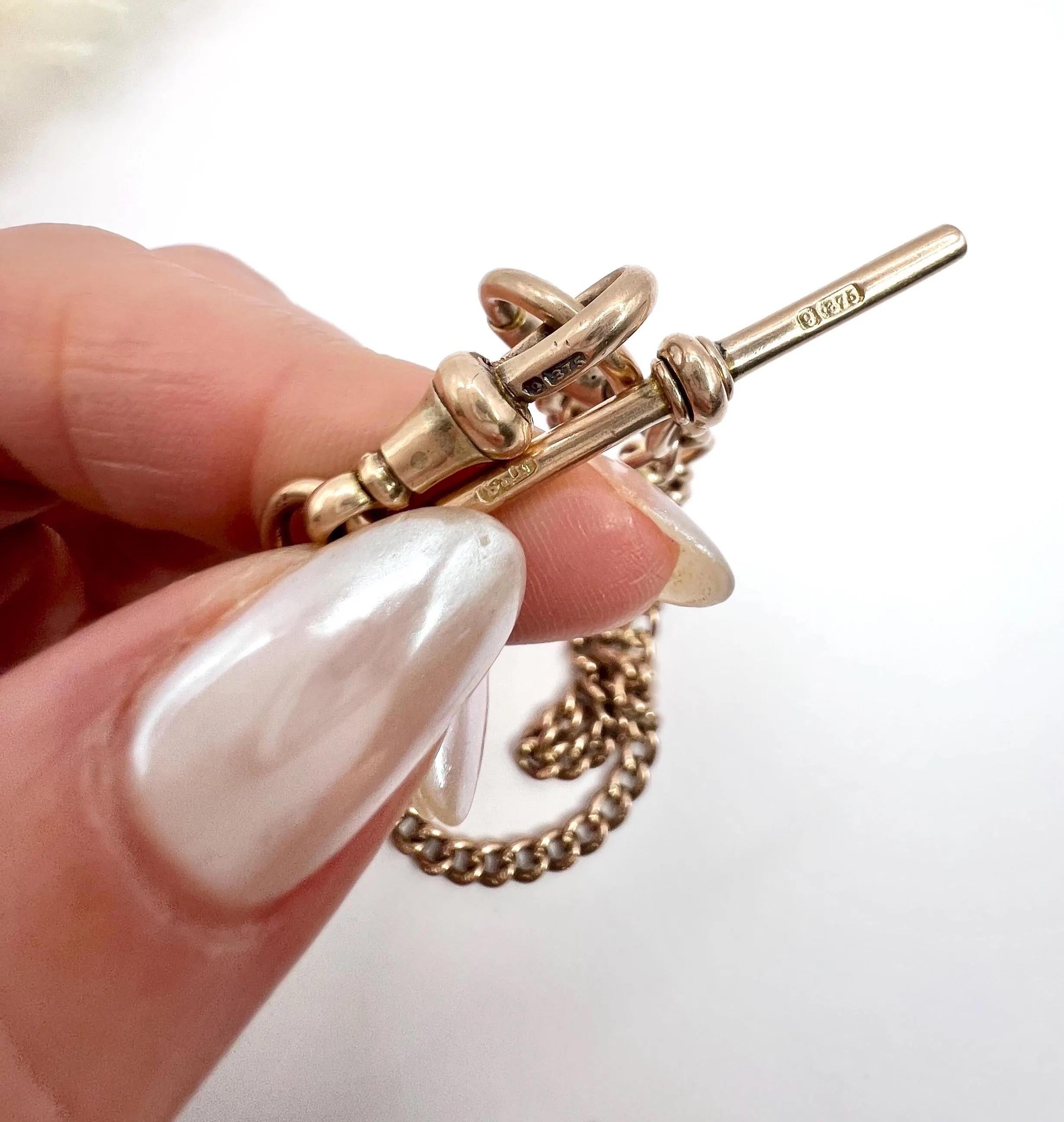 Victorian Antique 9ct Rose Gold, 17 Inch Curb Link Albert Chain, Watch Chain Necklace