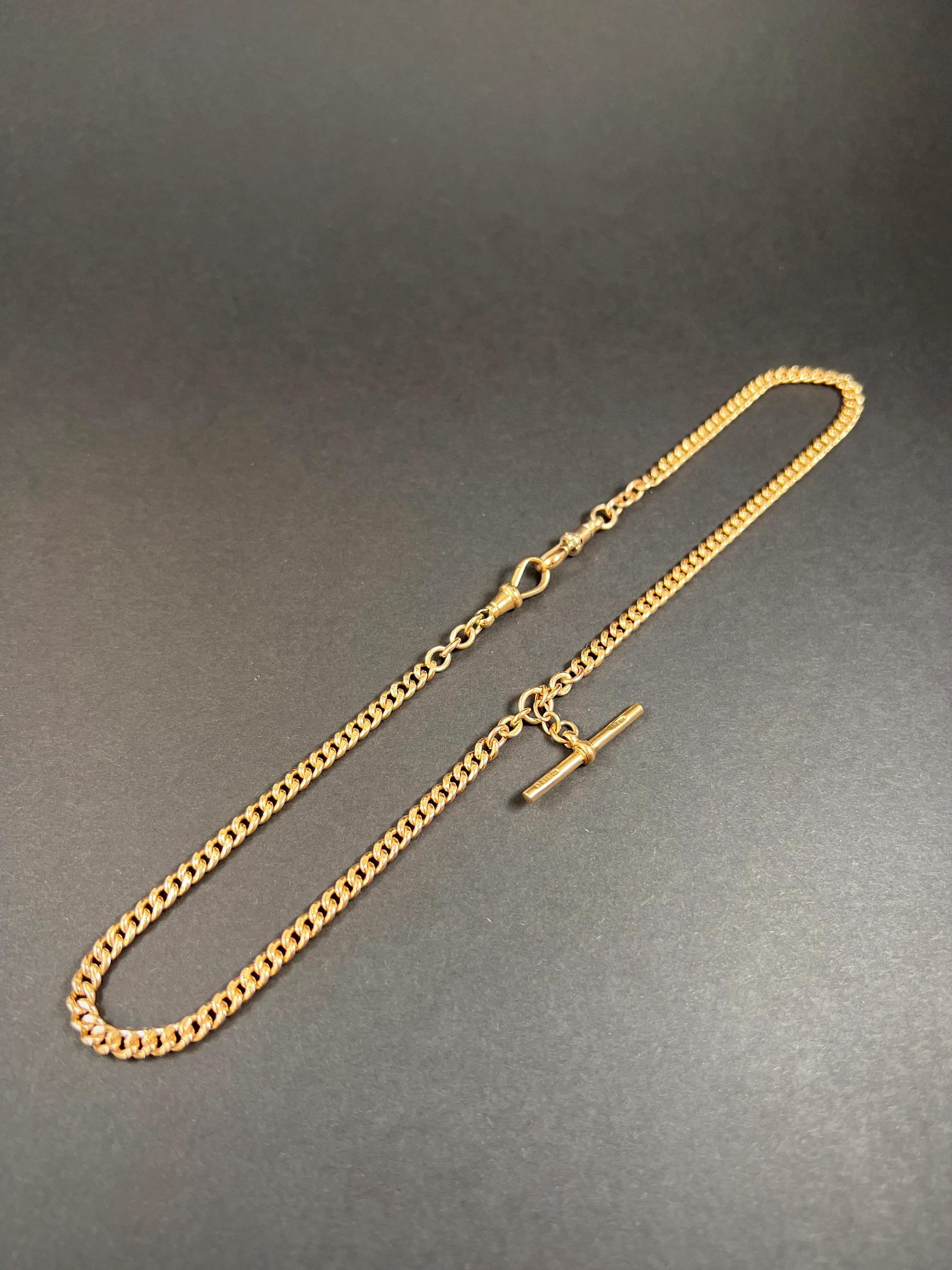 Antique 9ct Rose Gold 18 Inch Curb Link Albert Chain, Birmingham Hallmarked 1928 For Sale 2