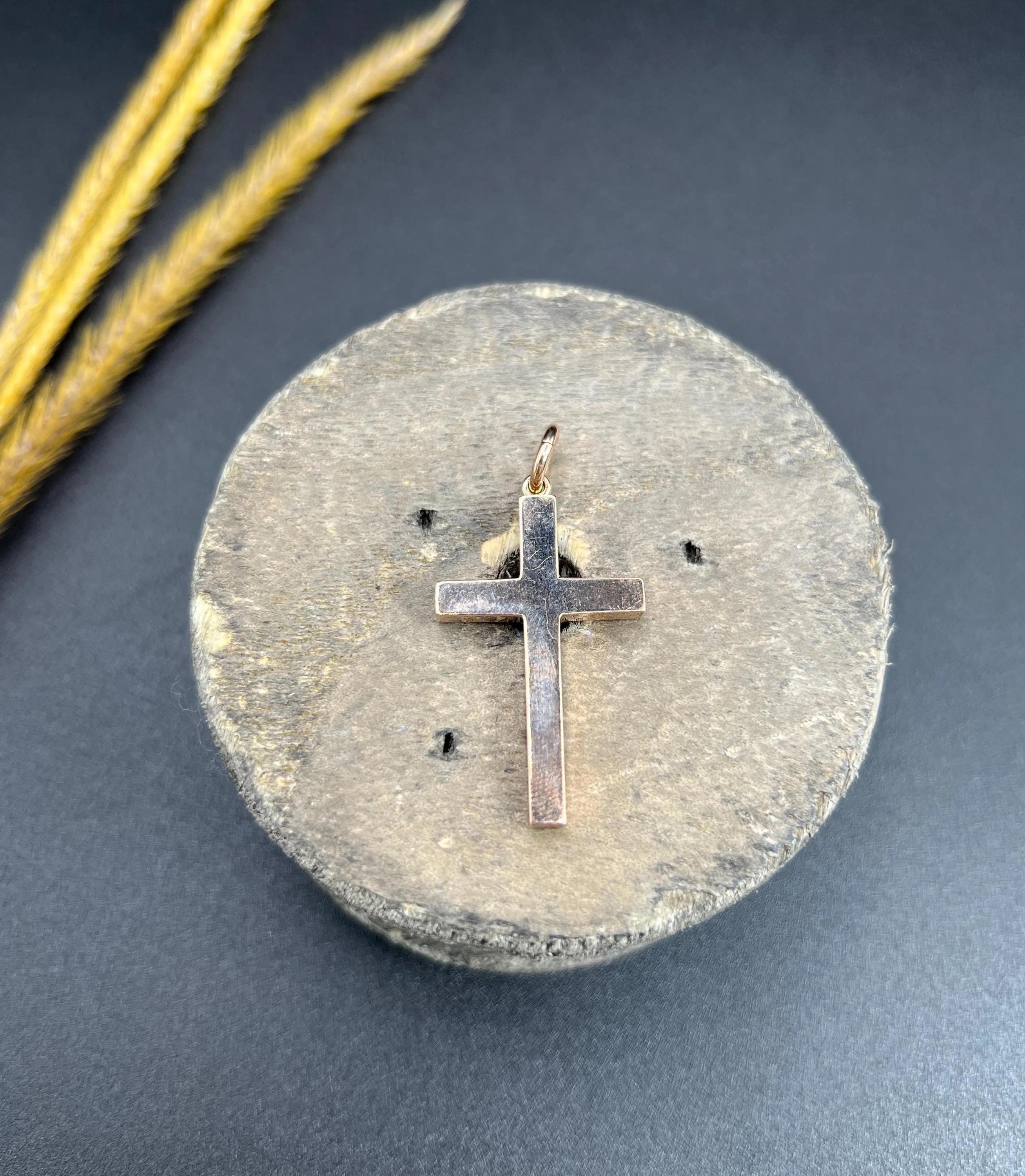 Antique 9ct Rose Gold, 1920s Cross Pendant, Hallmarked Chester For Sale 3