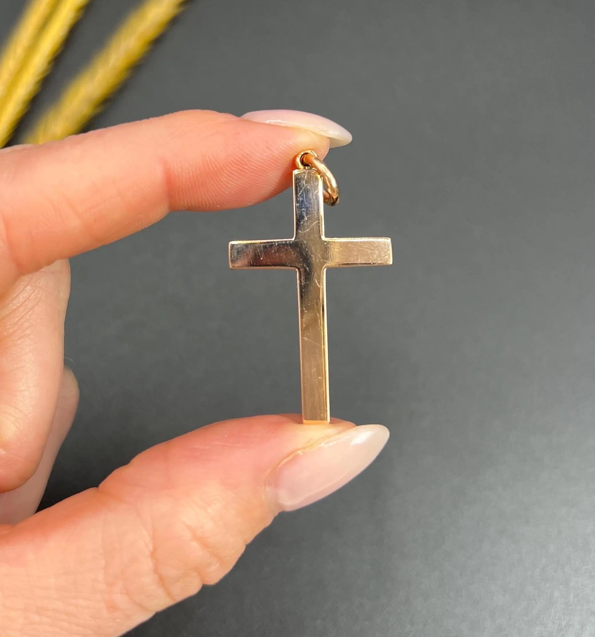 Antique 9ct Rose Gold, 1920s Cross Pendant, Hallmarked Chester For Sale 4