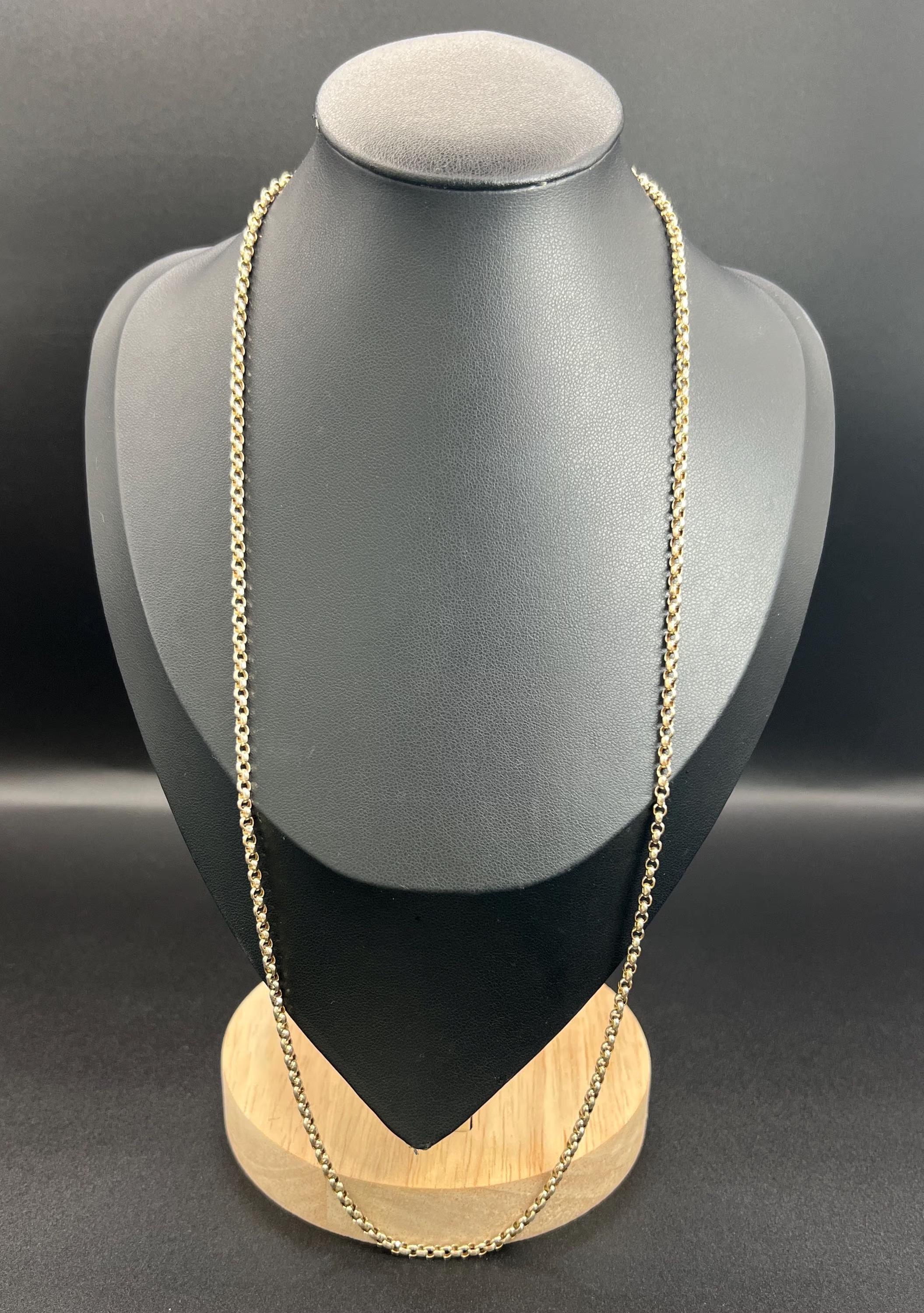Antiguo oro rosa de 9 ct, 23 1/2 pulgadas Edwardian Faceted Round Belcher Link Chain en venta 5